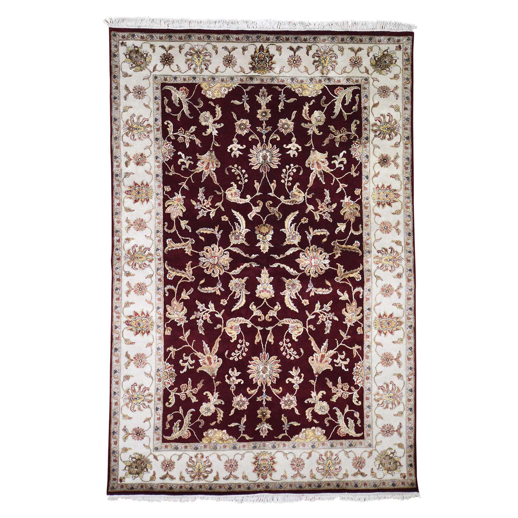 6'x9'1"Rajasthan Half Wool and Half Silk Hand Woven Oriental Rug 