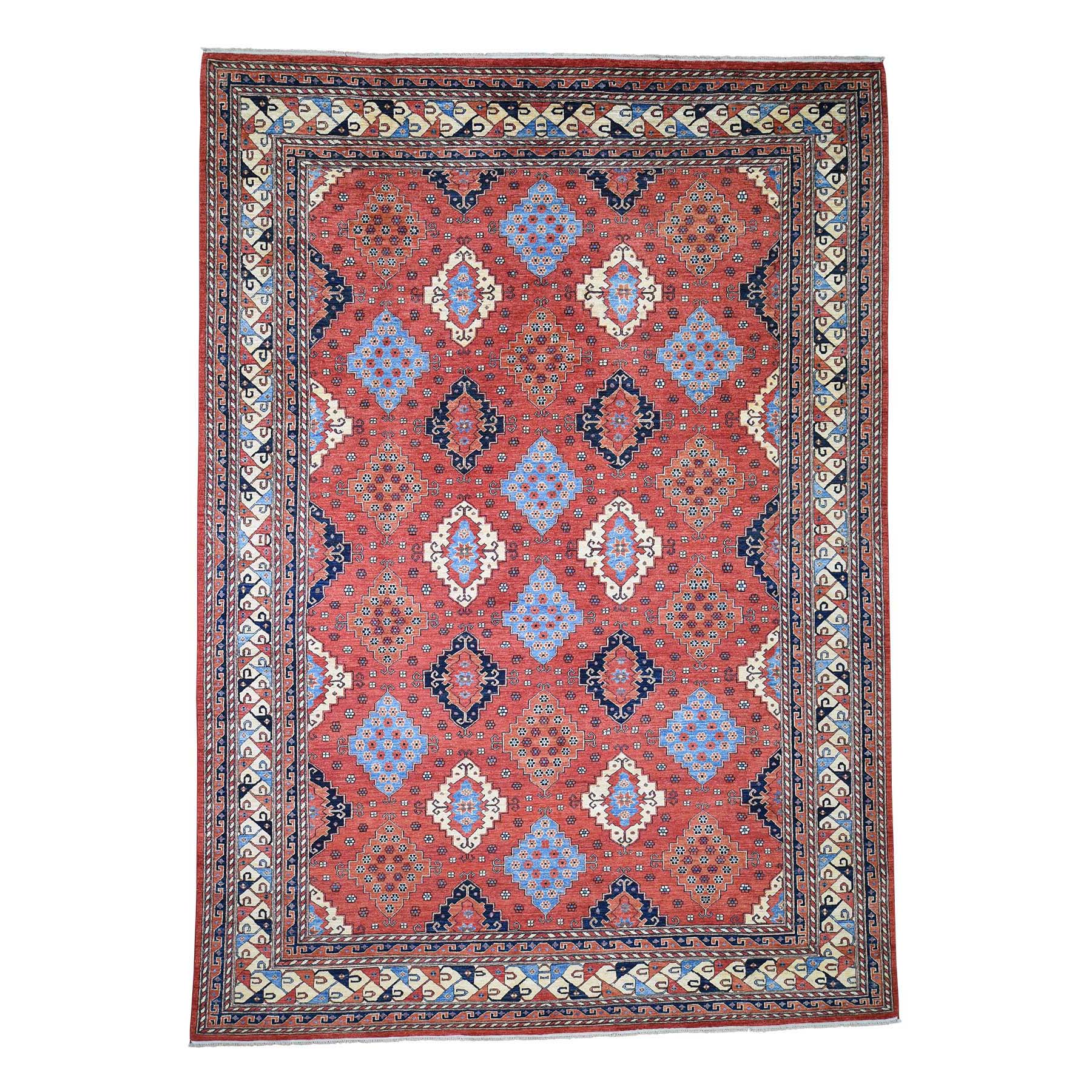 10'x14' Afghan Ersari Geometric All Over Design Pure Wool Hand-knotted Oriental Rug 