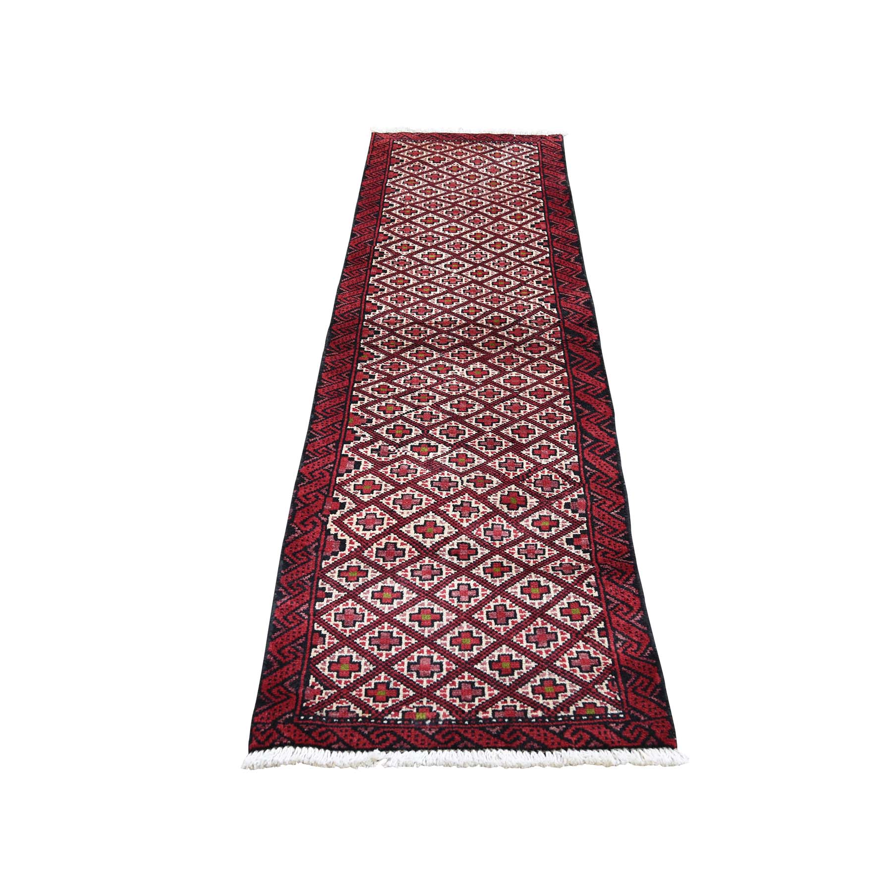 1'9"x6'9" Vintage Bohemian Ivory Persian Hamadan Narrow Runner Hand Woven Oriental Rug 