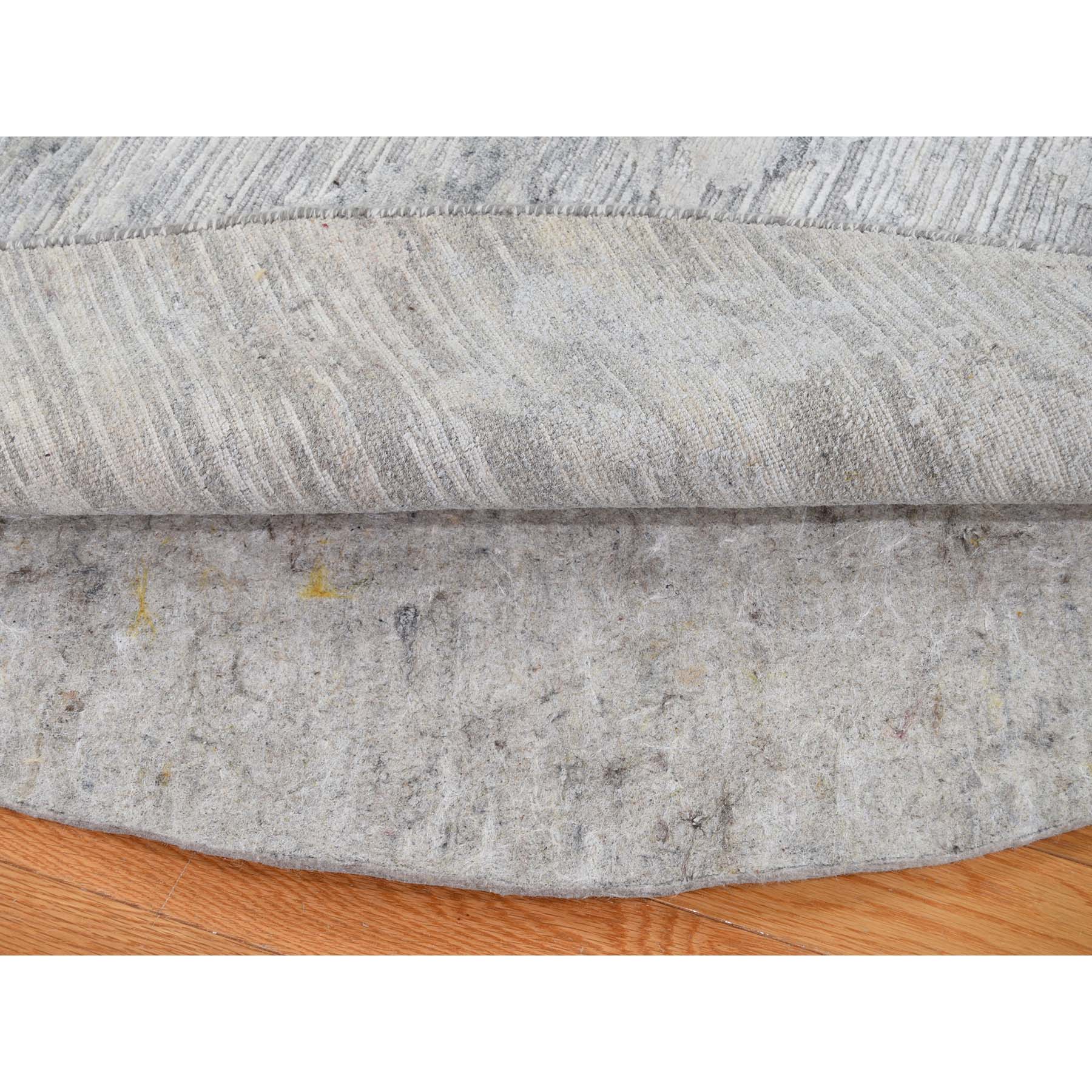 8'1"x8'1" Silver Round Hand Spun Undyed Natural Wool Modern Hand Woven Oriental Rug 