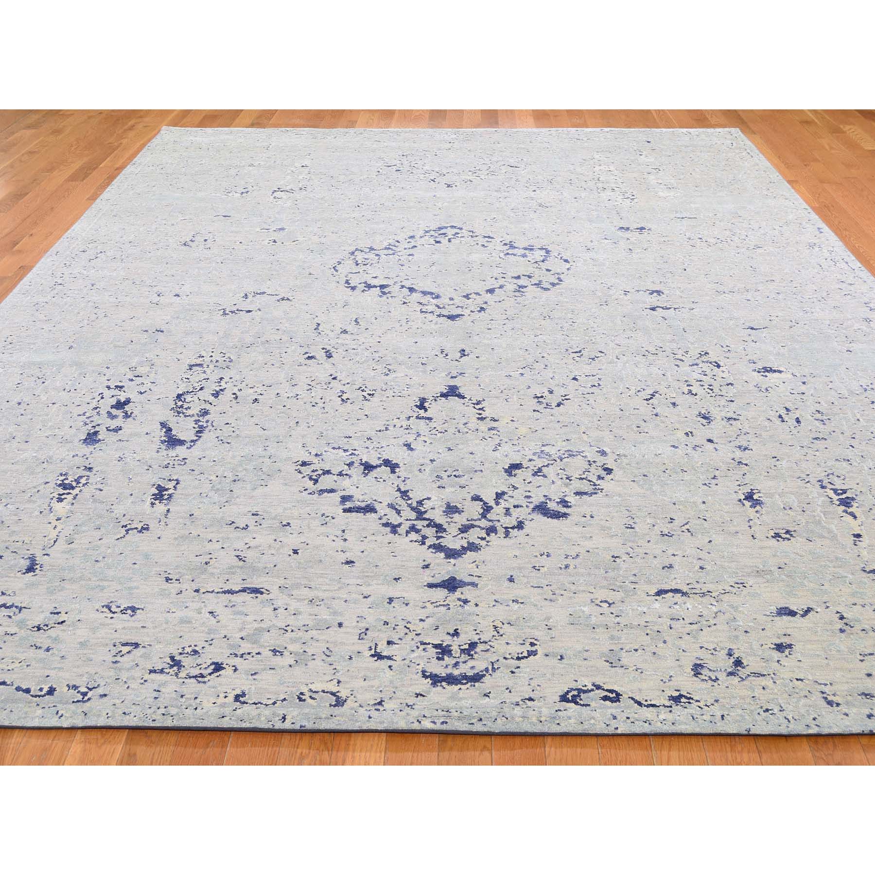 8'9"x12'1" Diminishing Cypress Tree With Medallion Design Silk With Textured Wool Hand Woven Oriental Rug 