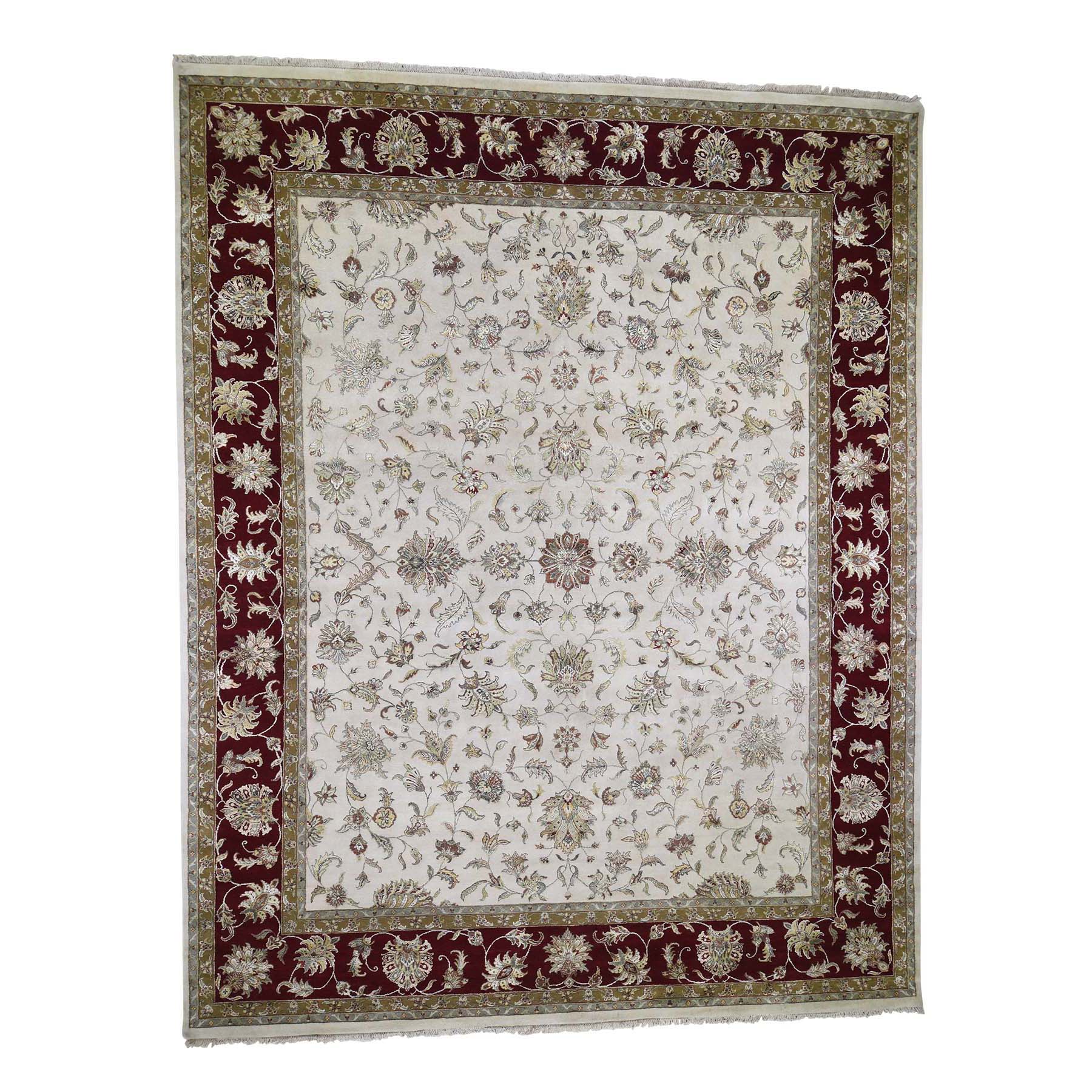 12'x15'3" Oversized Hand Woven Half Wool & Half Silk Rajasthan Oriental Rug 