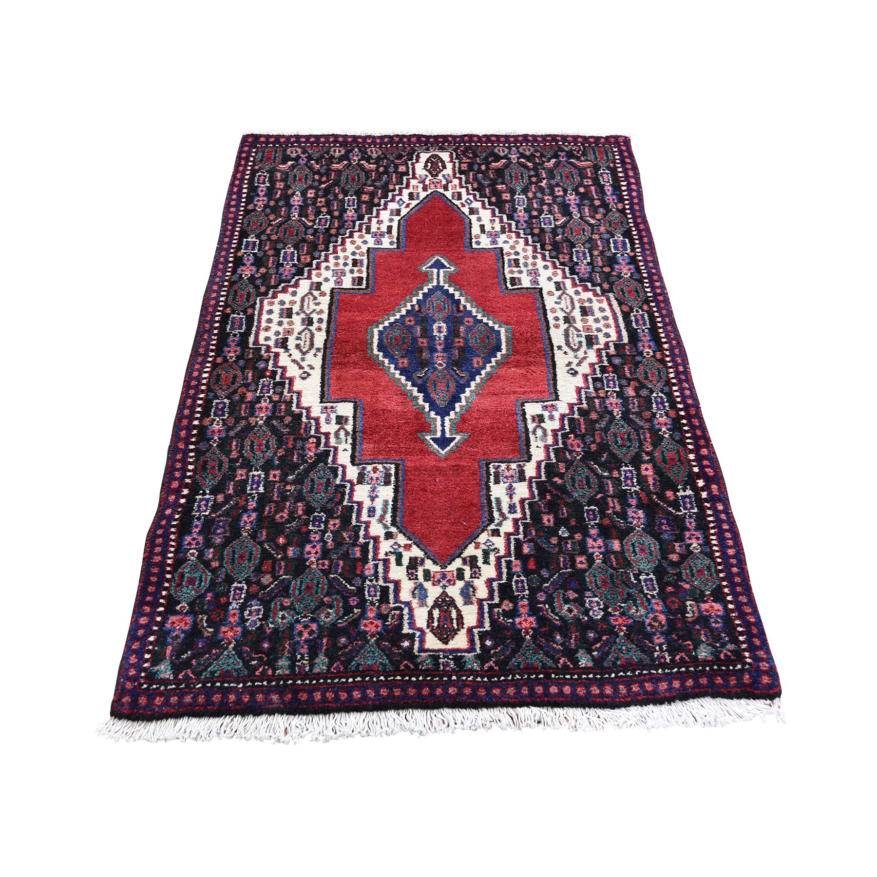 2'6"x4'5" New Persian Senneh Pure Wool Hand Woven Oriental Rug 