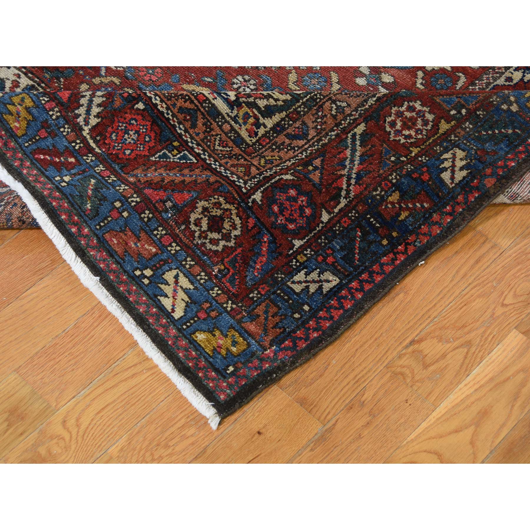 6'8"x12'8" Red Gallery Size Antique Persian Bakhtiari Good Con. Full Pile Pure Wool Hand Woven Oriental Rug 