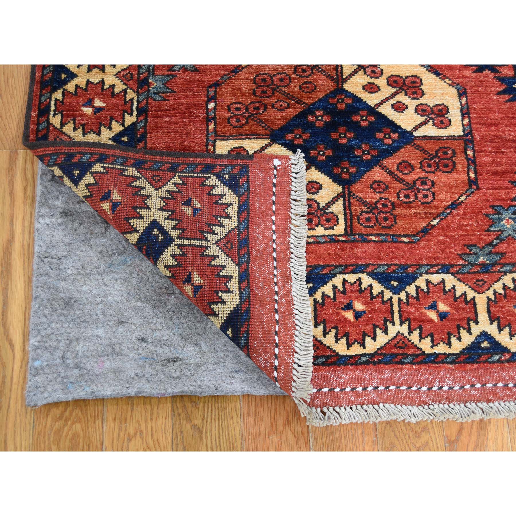 2'10"x9'9" Afghan Ersari Elephant Feet Design Hand Woven Runner Oriental Rug 