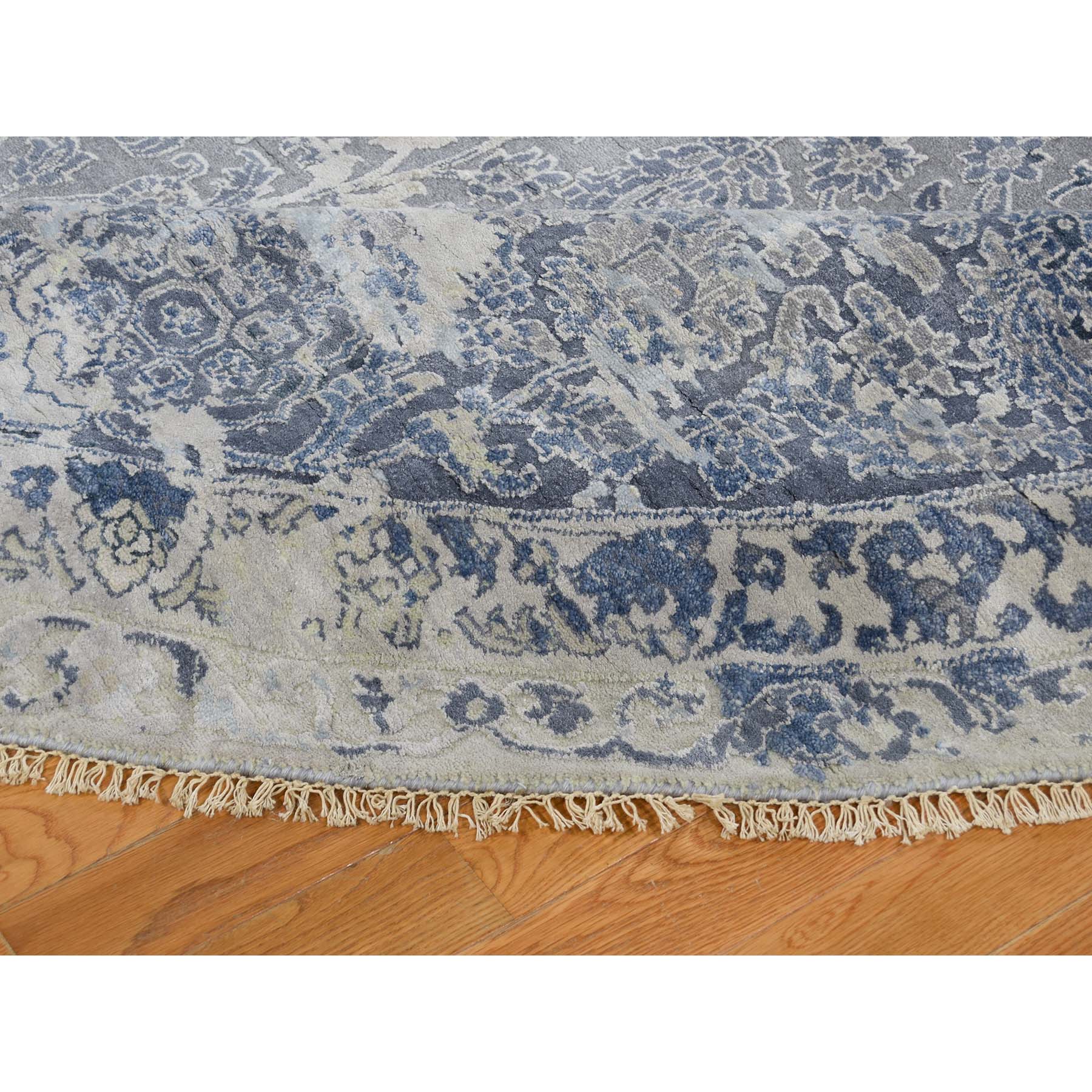 11'10"x11'10" Round Broken Persian Design With Pure Silk Hand Woven Oriental Rug 
