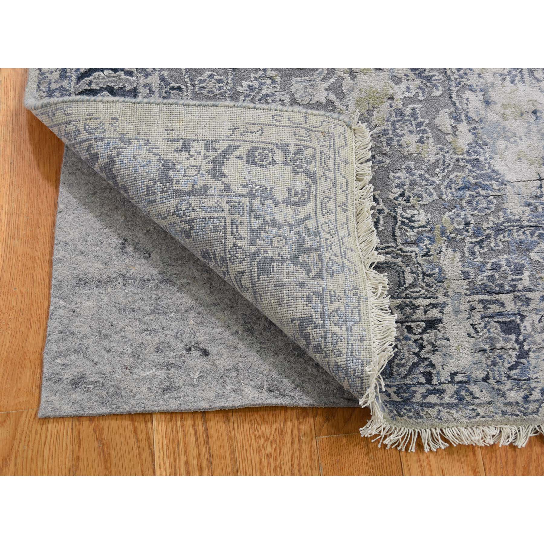 2'6"x6' Broken Persian Erased Design With Pure Silk Runner Hand Woven Oriental Rug 