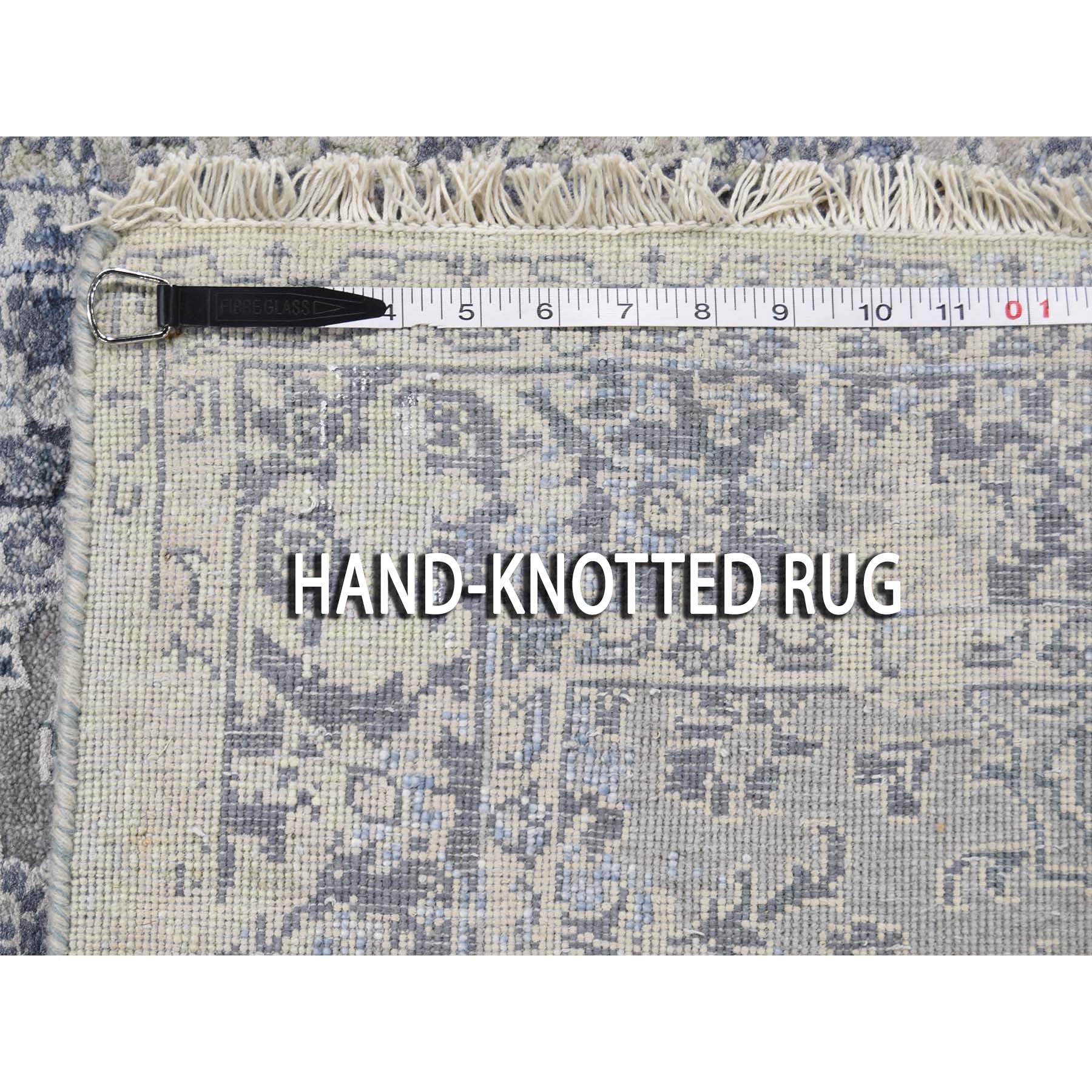 2'6"x6' Broken Persian Erased Design With Pure Silk Runner Hand Woven Oriental Rug 