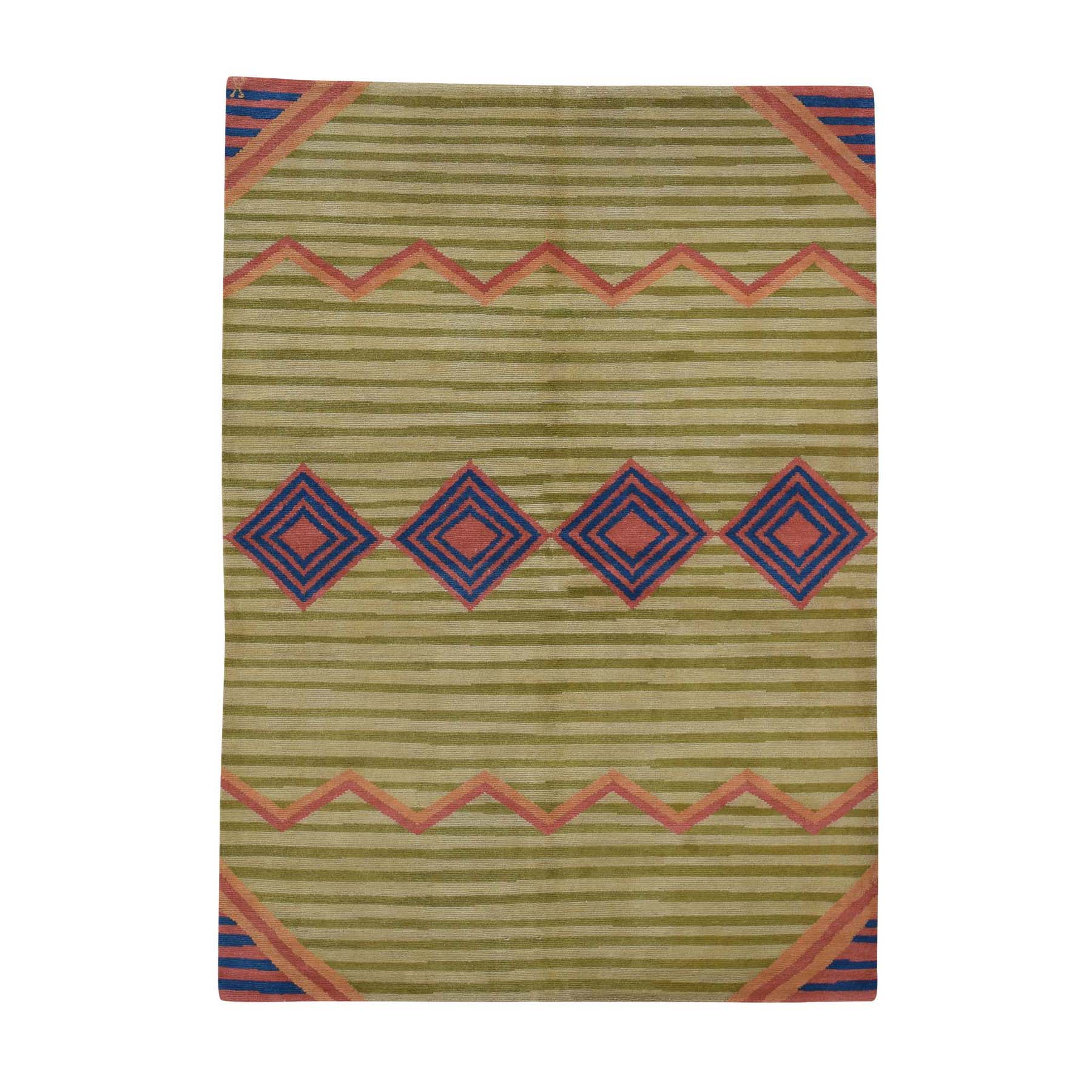 5'x7' Modern Tribal And Geometric Hand Woven Pure Wool Rug 