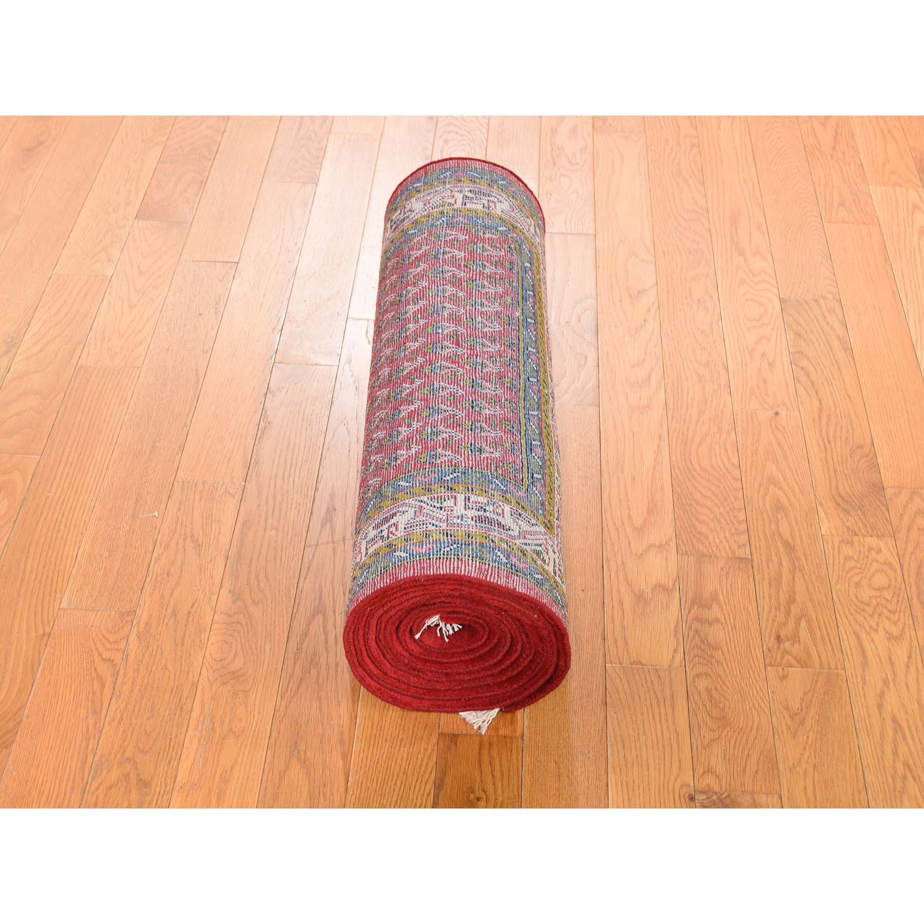 2'7"x10'4" Red New Persian Seraband Runner Pure Wool Hand Woven Oriental Rug 