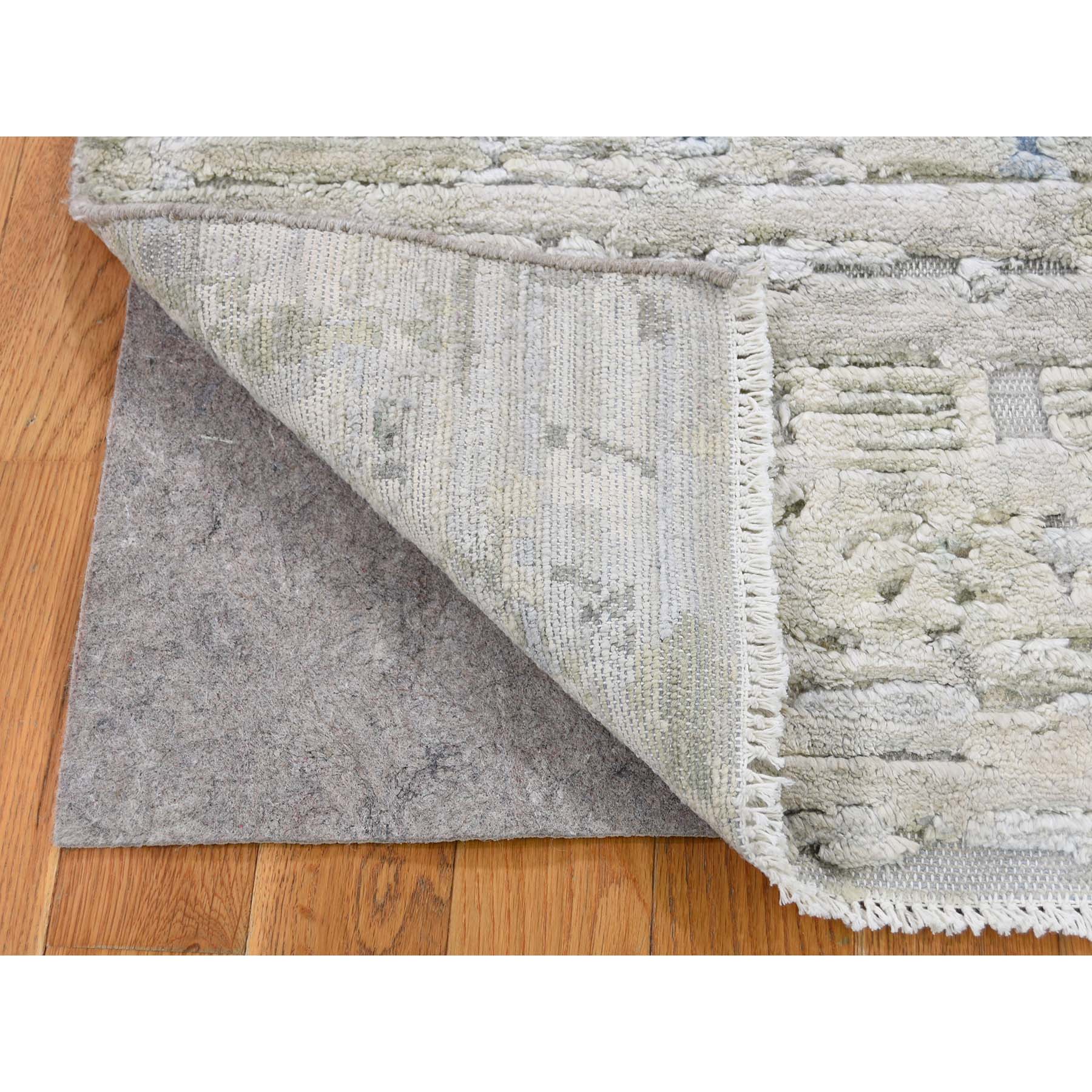 2'x2' Sampler Textured Pure Silk With Textured wool Hand Woven Oriental Rug 