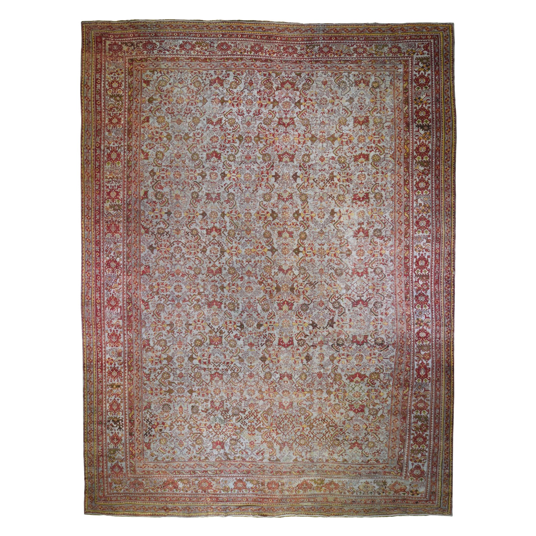 16'8"x21' Mansion Size Antique Turkish Oushak All Over Design Pure Wool Hand Woven Oriental Rug 