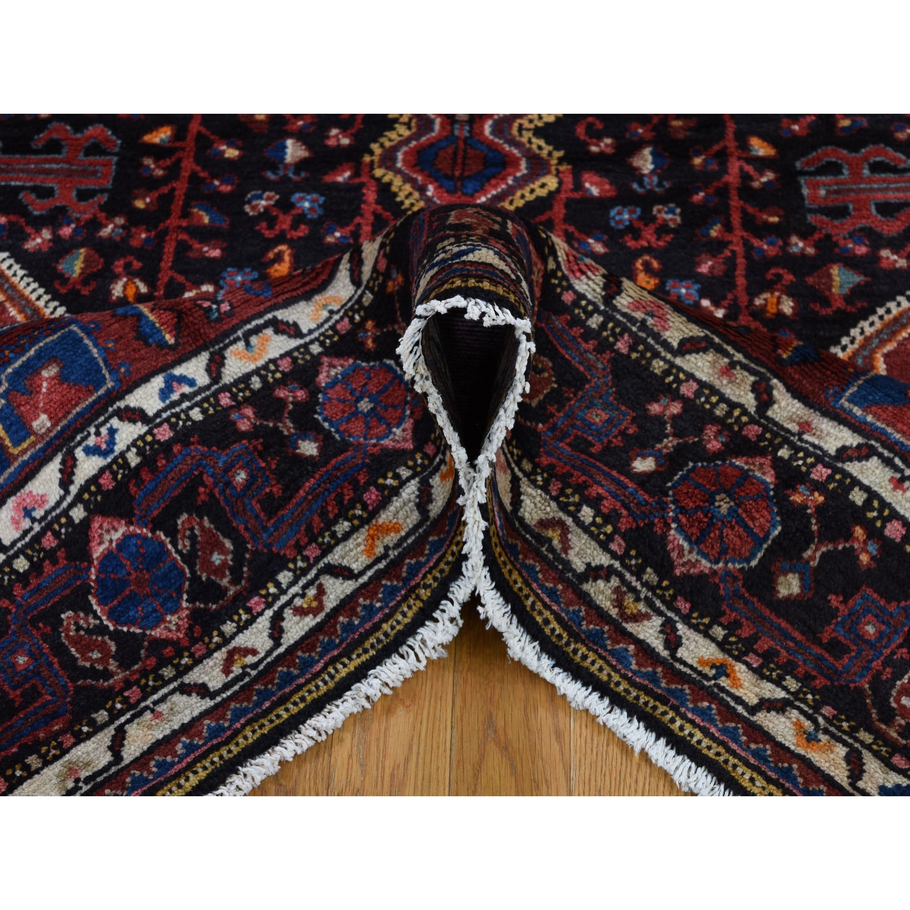 5'x10'1" Hand Woven Midnight Blue New Persian Hamadan Pure Wool Oriental Rug 