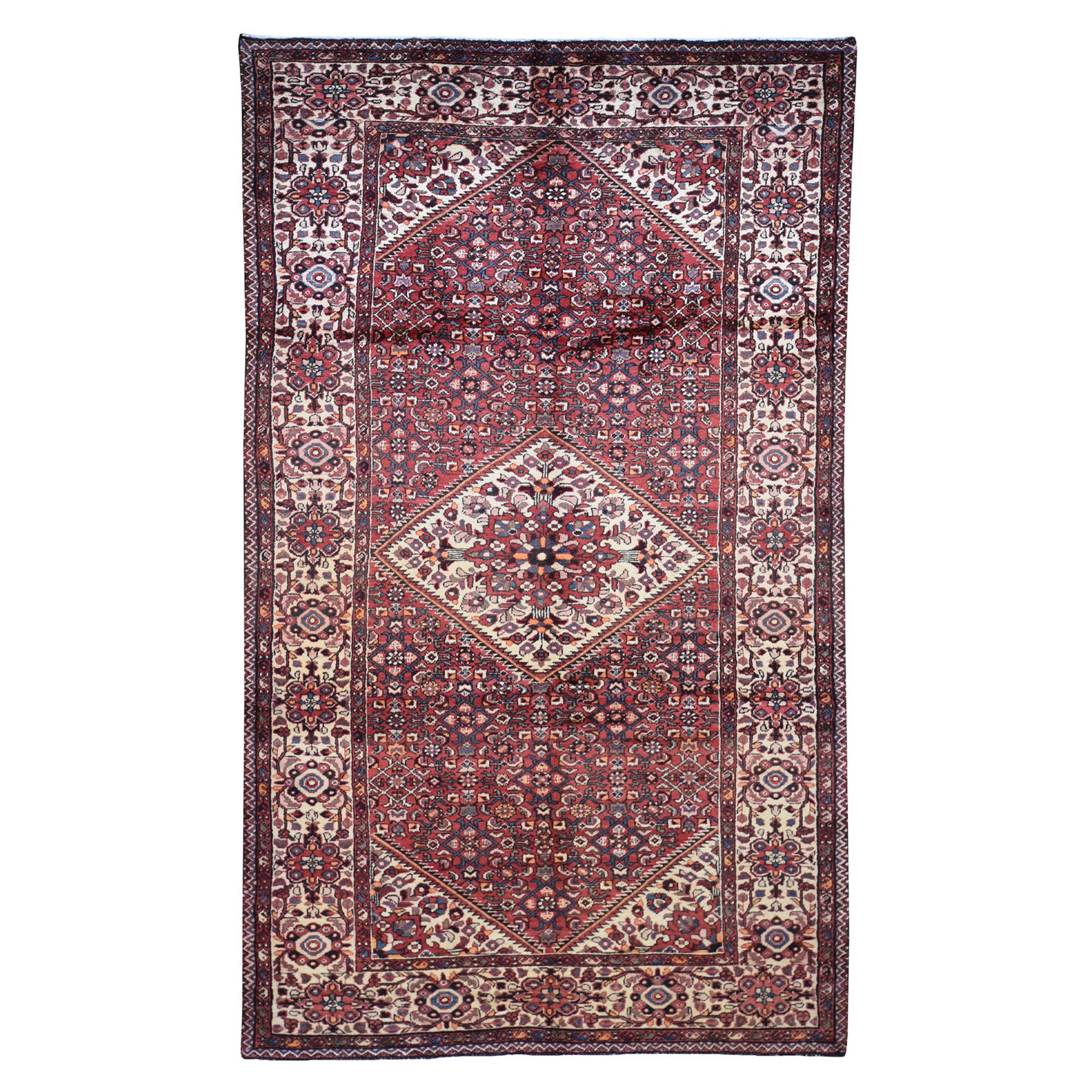 5'3"x11' Gallery Size Red New Persian Bakhtiari Pure Wool Hand Woven Oriental Rug 