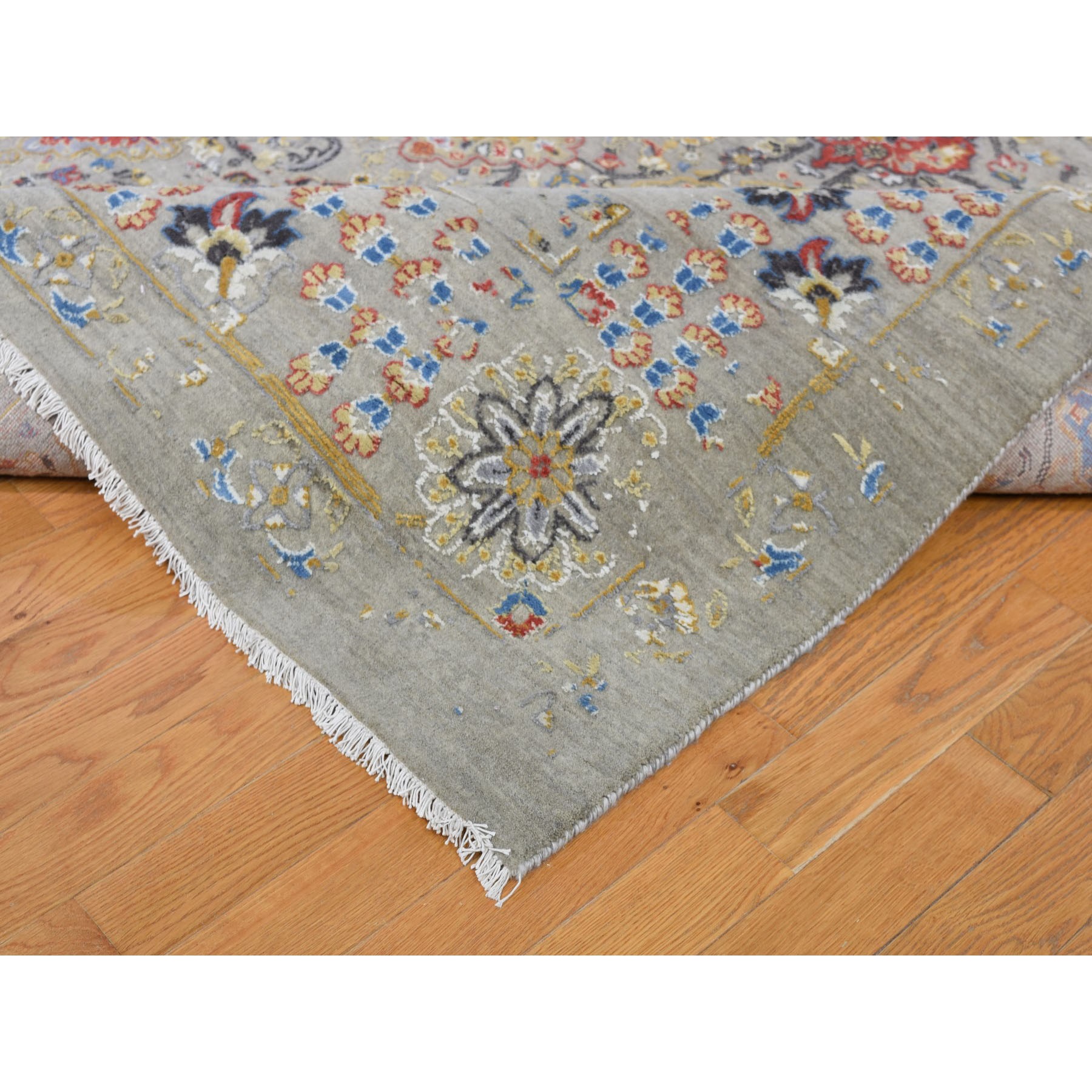12'x18'1" Oversize THE SUNSET ROSETTES Wool & Pure Silk Hand Woven Oriental Rug 