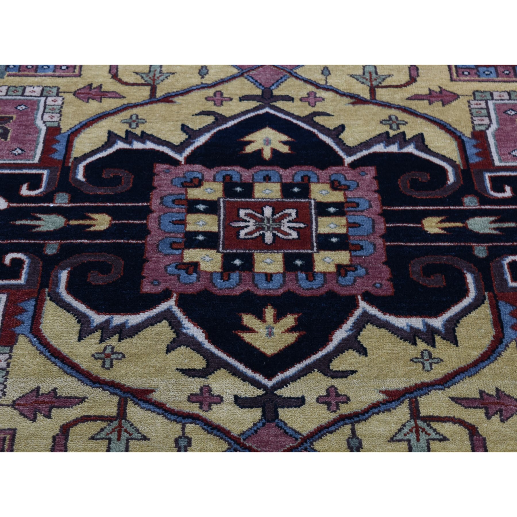 11'7"x15' Oversized Red Heriz Revival Pure Wool Hand Woven Oriental Rug 