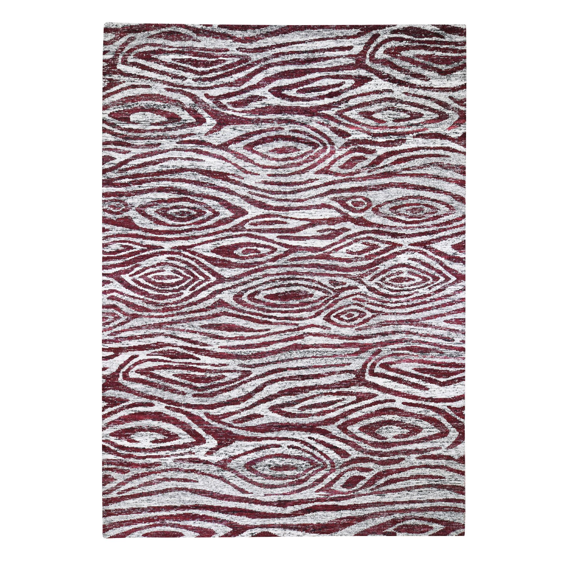 10'x14' Burgundy Modern Sari Silk Hand Woven Oriental Rug 