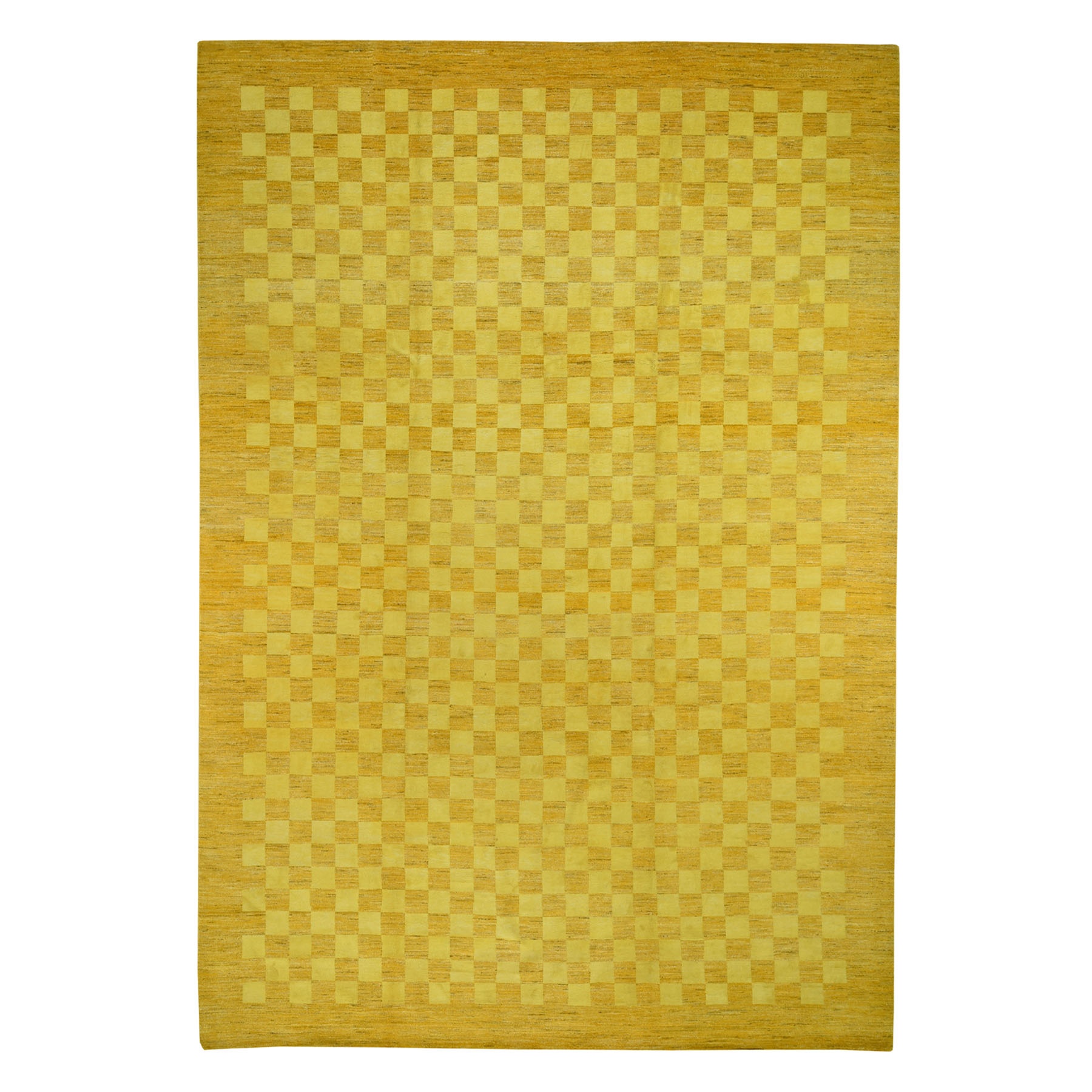 10'x14' Yellow Modern Gabbeh Pure Wool Hand Woven Oriental Rug 