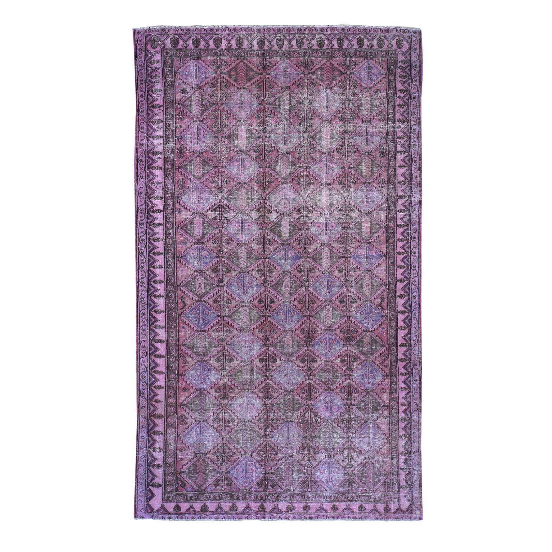 5'x9'3" Overdyed Persian Bakhtiari Worn Pile Wide Runner Hand Woven Oriental Rug 