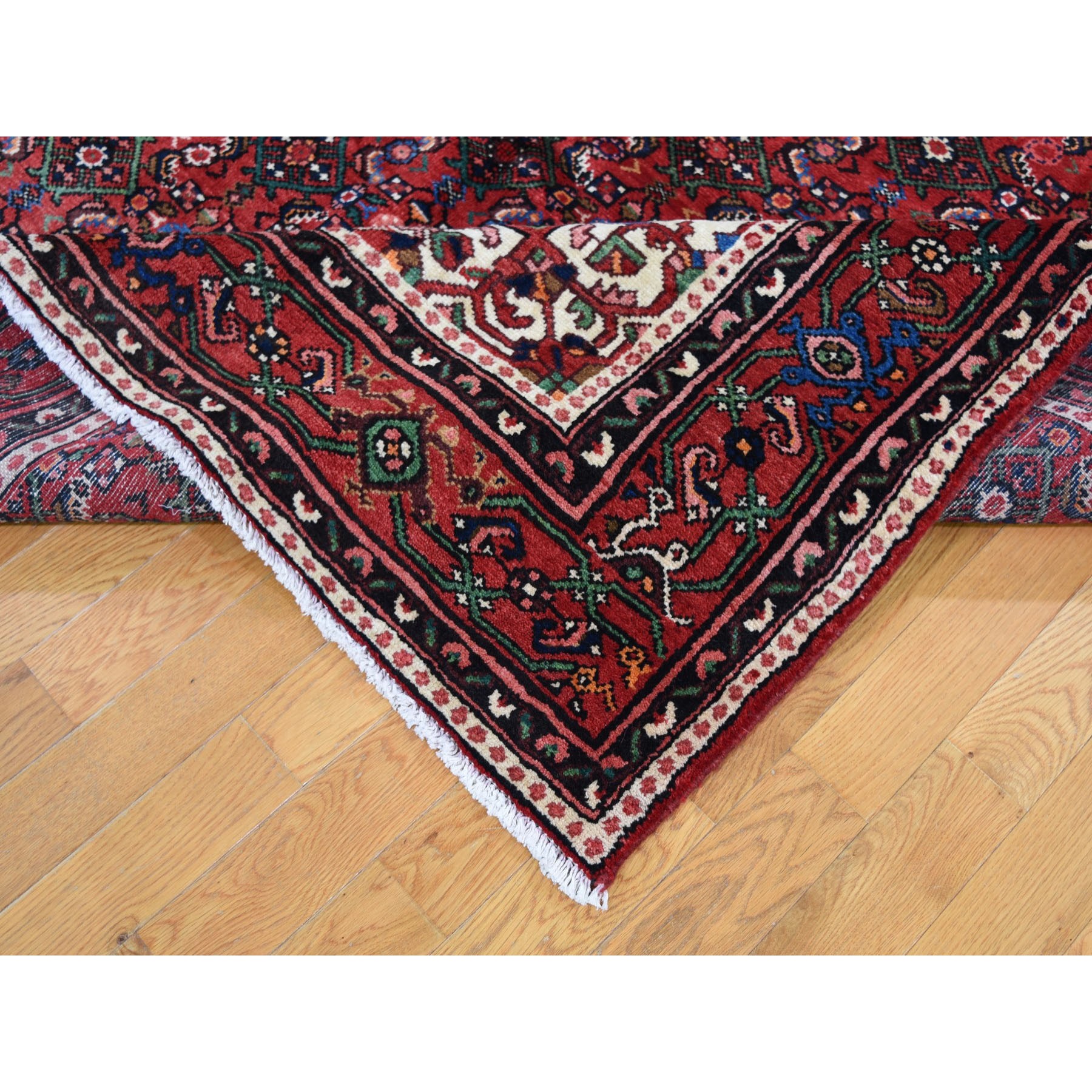 6'9"x10'3" Red New Persian Hamadan Pure Wool Hand Woven Oriental Rug 