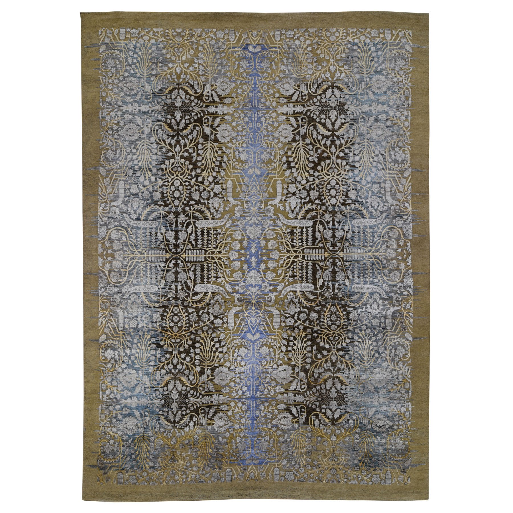9'10"x14'2" Silk with Textured Wool Transitional Sarouk Hand Woven Oriental Rug 