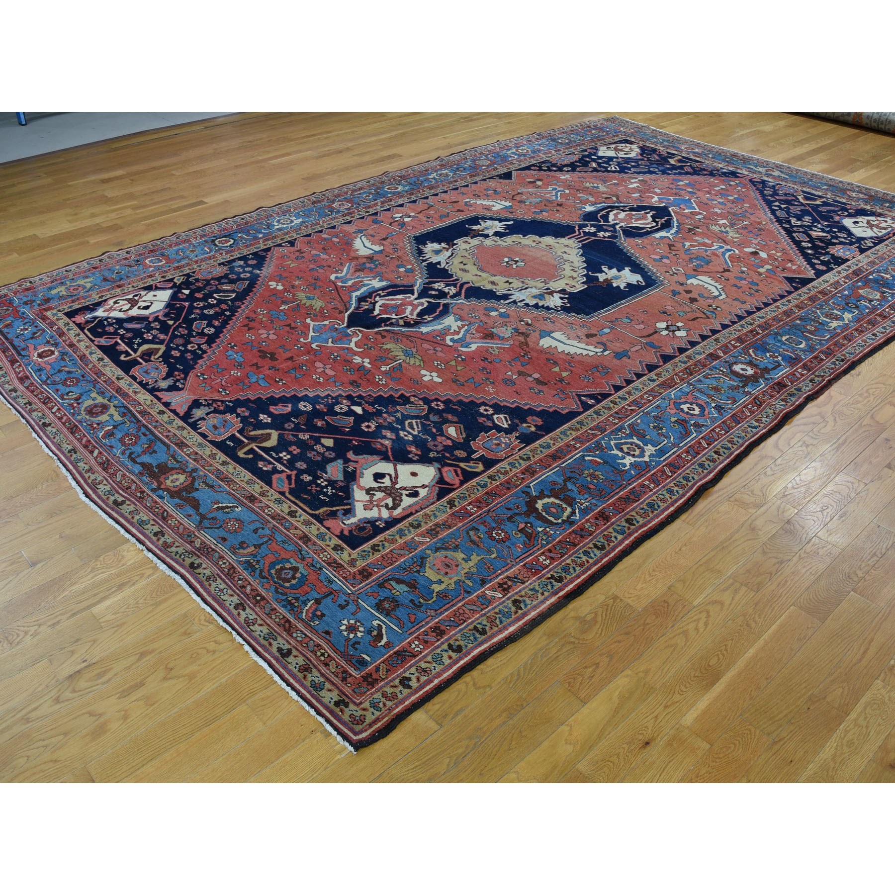 9'5"x14'10" Terracotta Red Antique Persian Bakshaish Good Condition Clean Pure Wool Hand Woven Rug 
