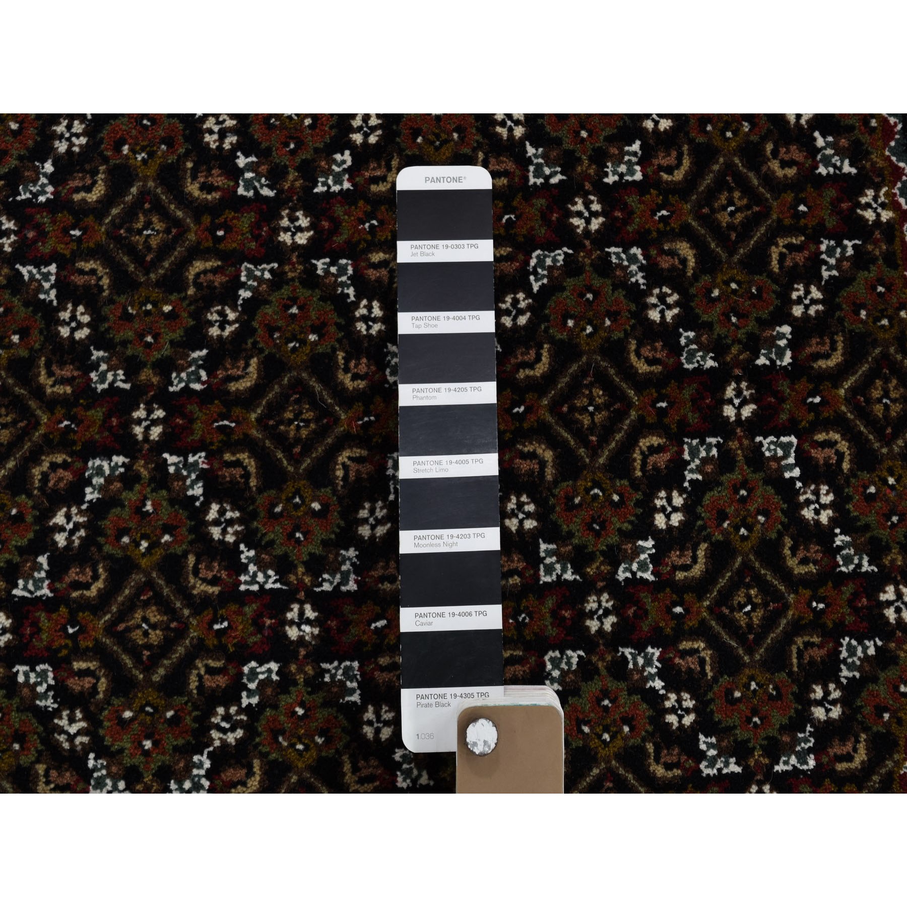 6'7"x6'7" Round Black Tabriz Mahi Wool and Silk Hand Woven Oriental Rug 