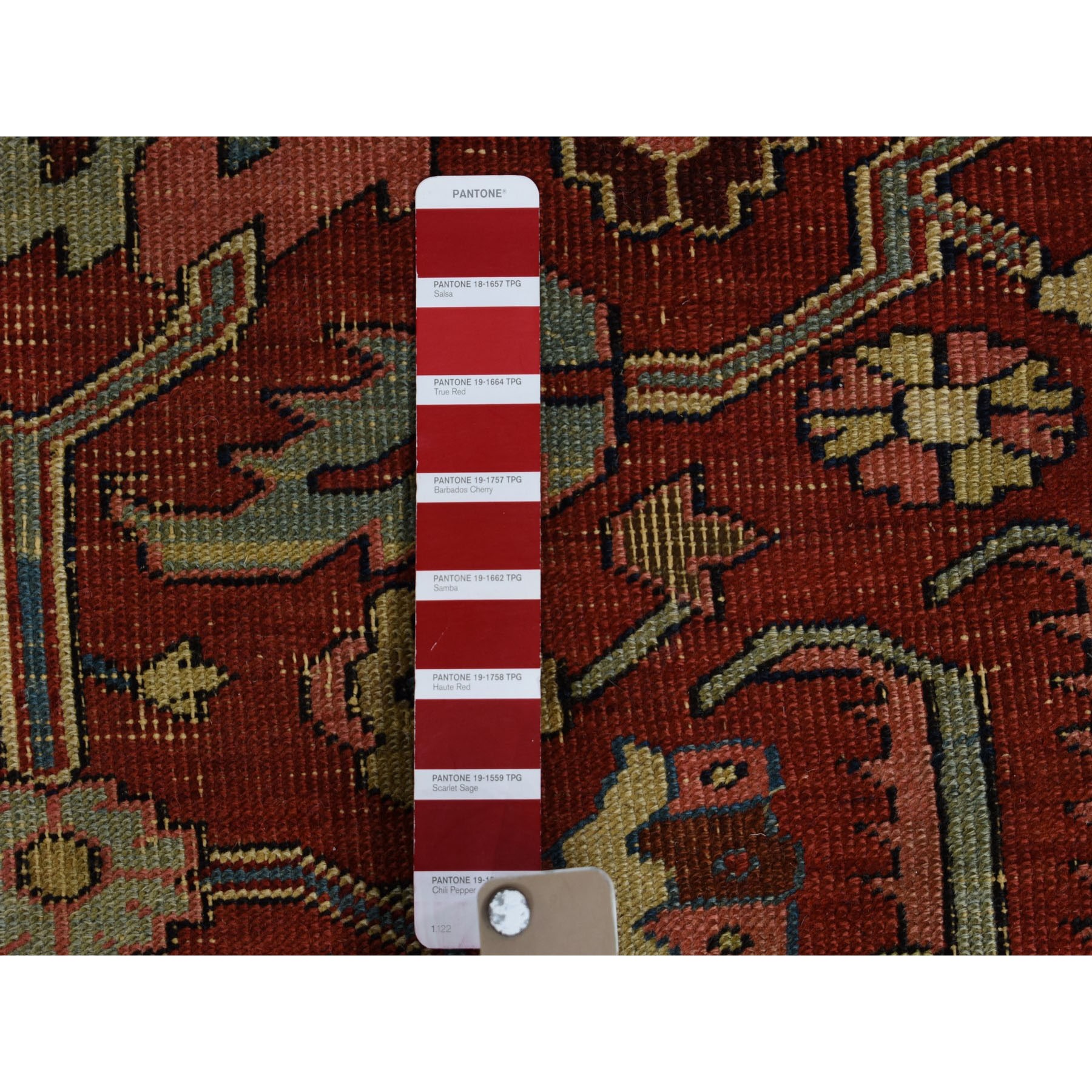 12'1"x19'5" Large Size Original Antique Persian Serapi Heriz Some Wear Clean Hand Woven Oriental Rug 