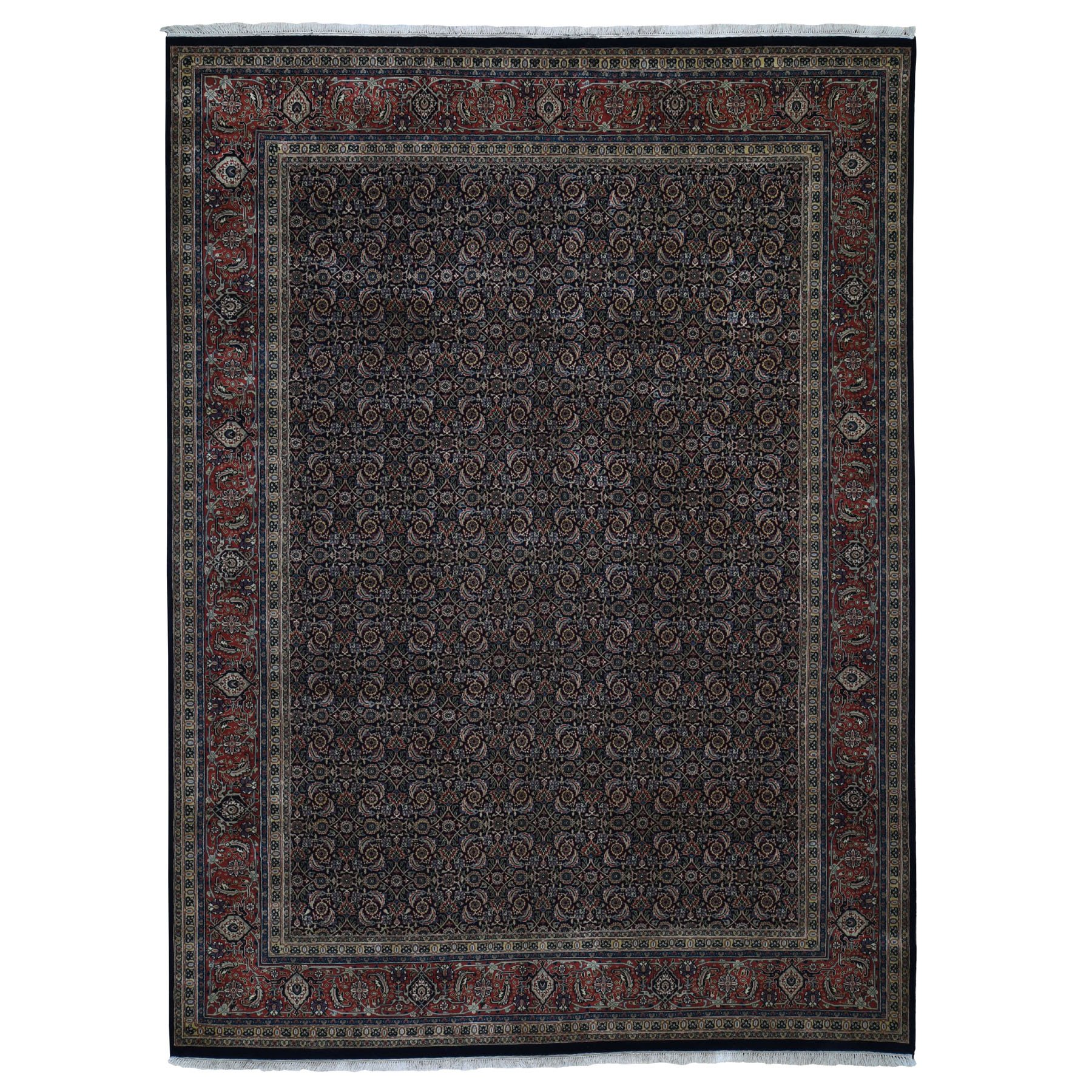 9'x12'3" Herati Fish Design 175 KPSI Hand Woven Wool And Silk Oriental Rug 