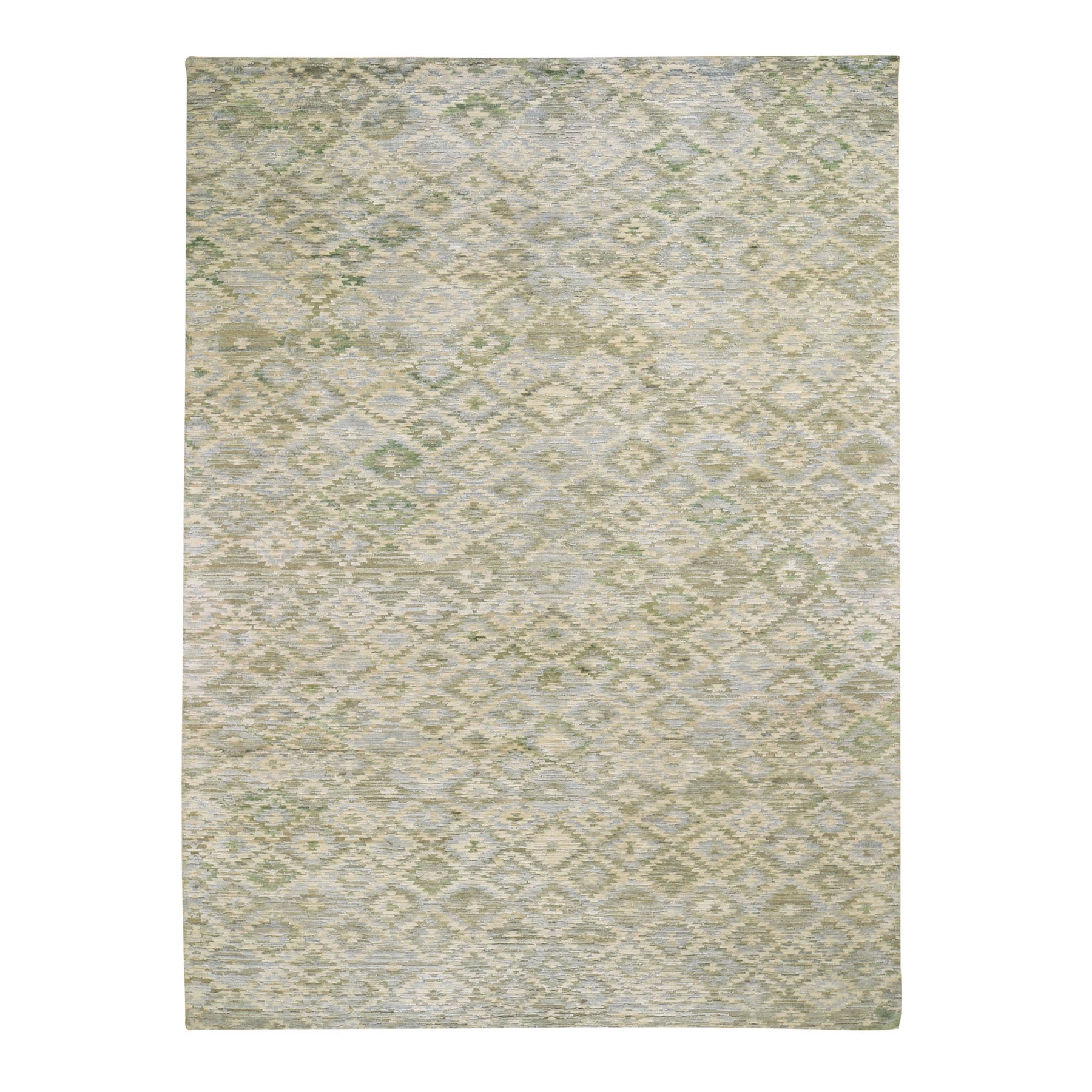 8'10"x12'1" THE PASTEL COLLECTION, Silk With Textured Wool Hand Woven Oriental Rug 