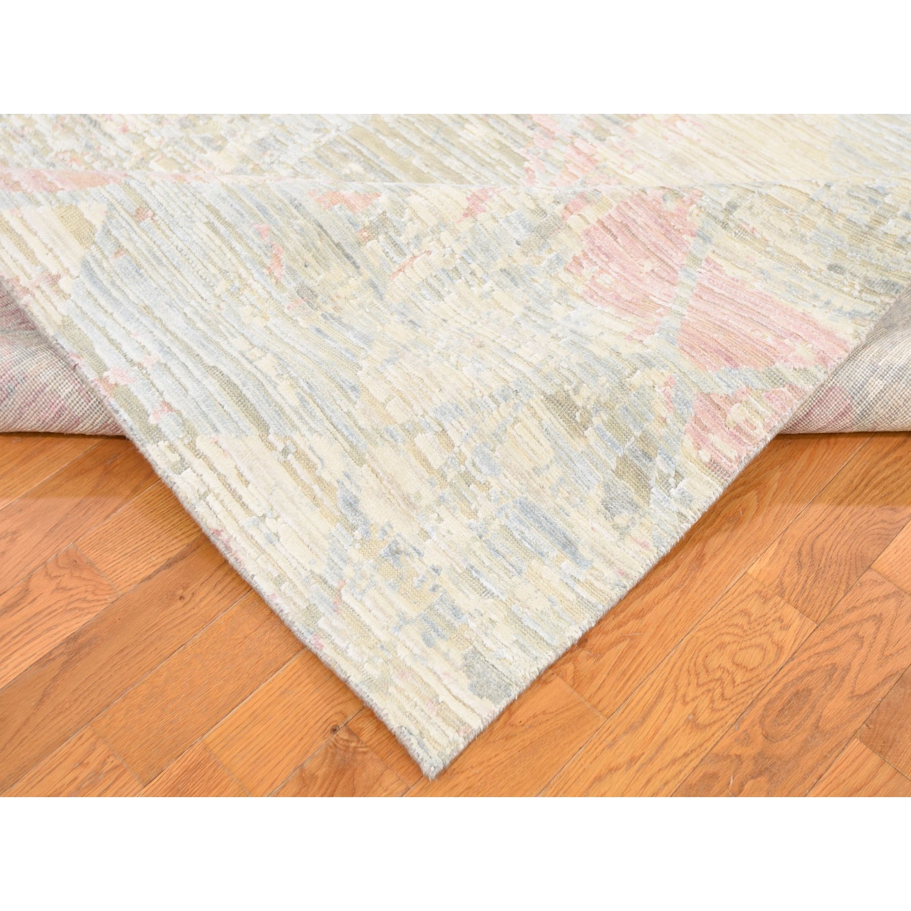 8'x10'2" THE PASTEL COLLECTION, Silk With Textured Wool Hand Woven Oriental Rug 