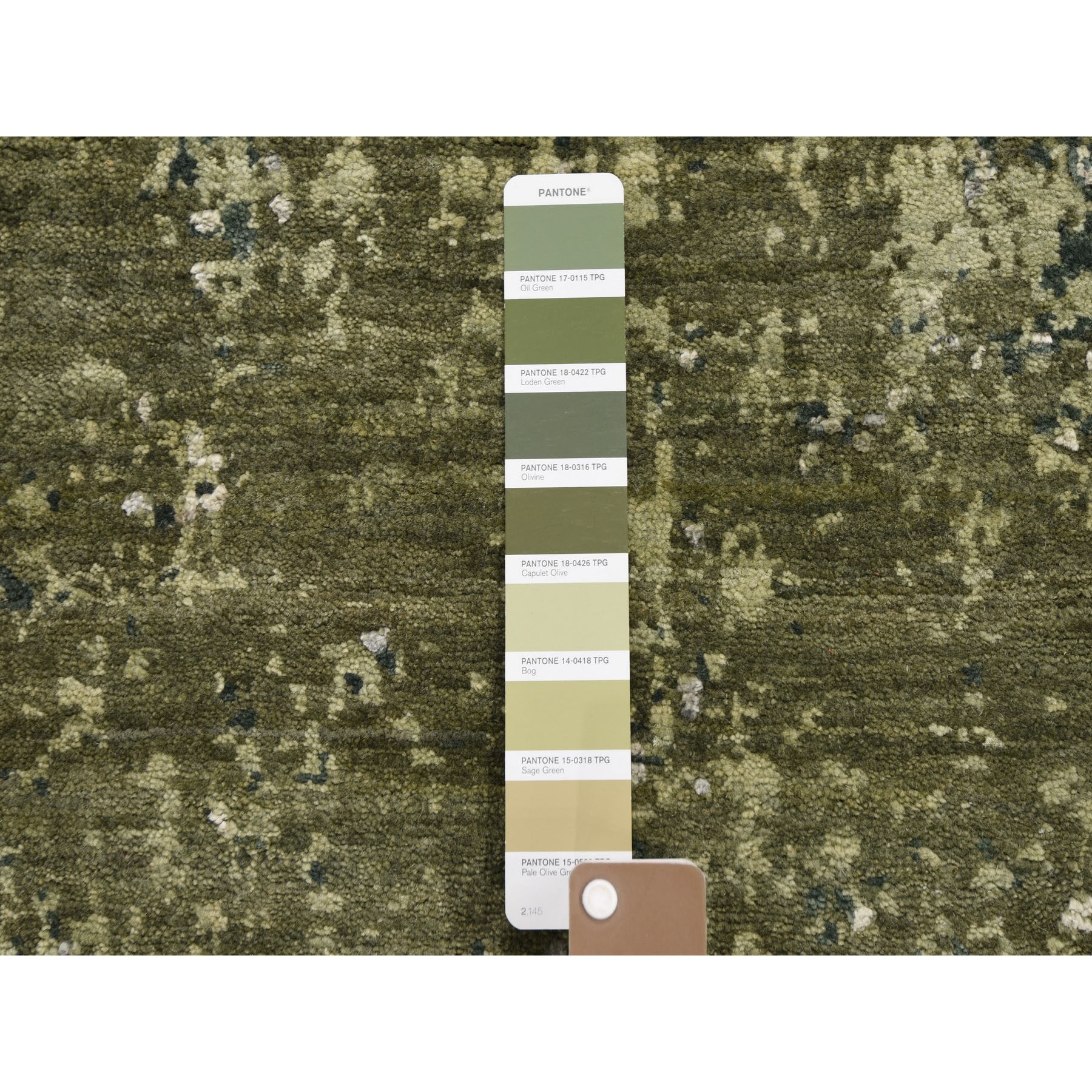9'1"x12' The Greens, Pure Silk With Textured Wool Hand Woven Oriental Rug 