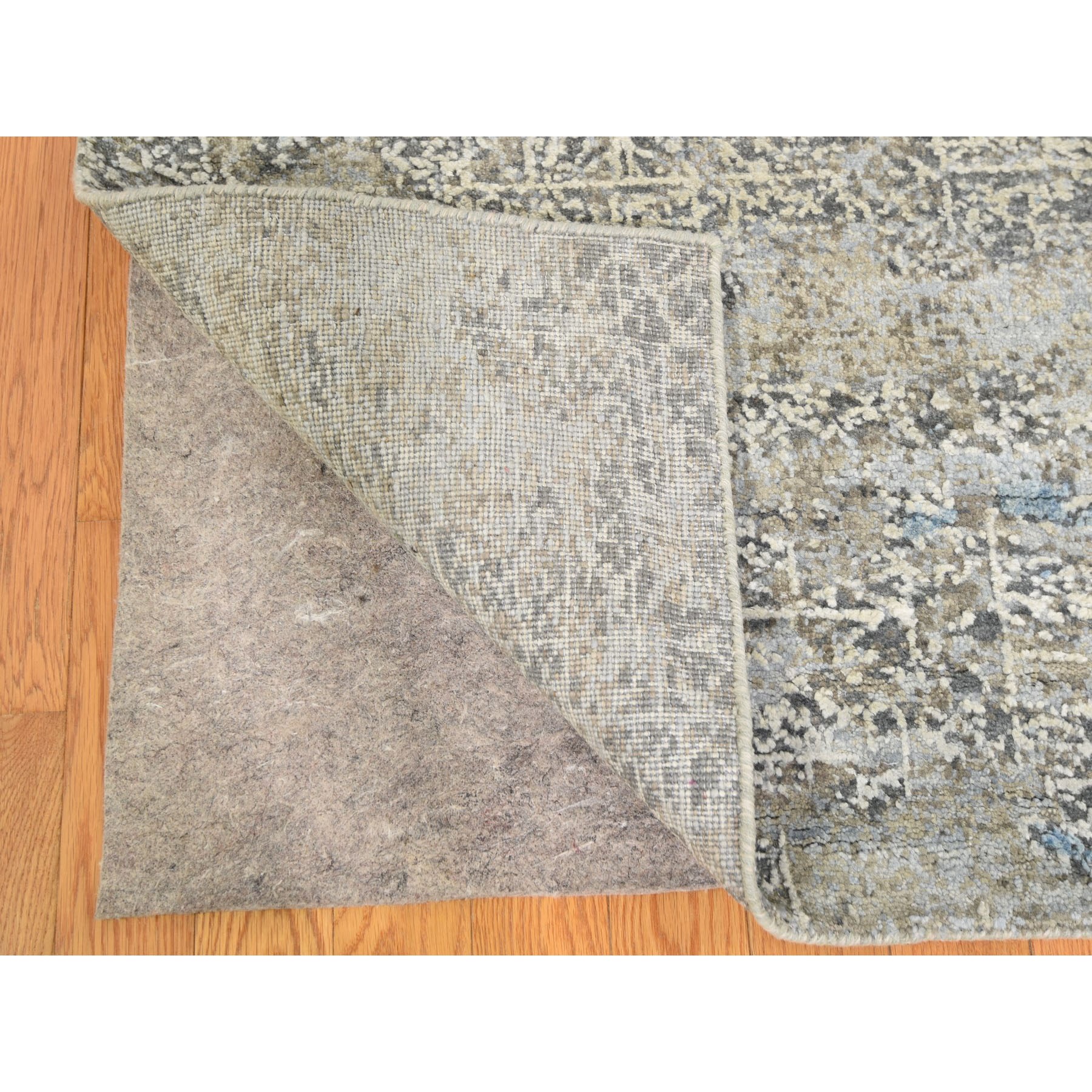 9'x12'3" Wool With Pure Silk Abstract Design Soft Color Hand Woven Oriental Rug 
