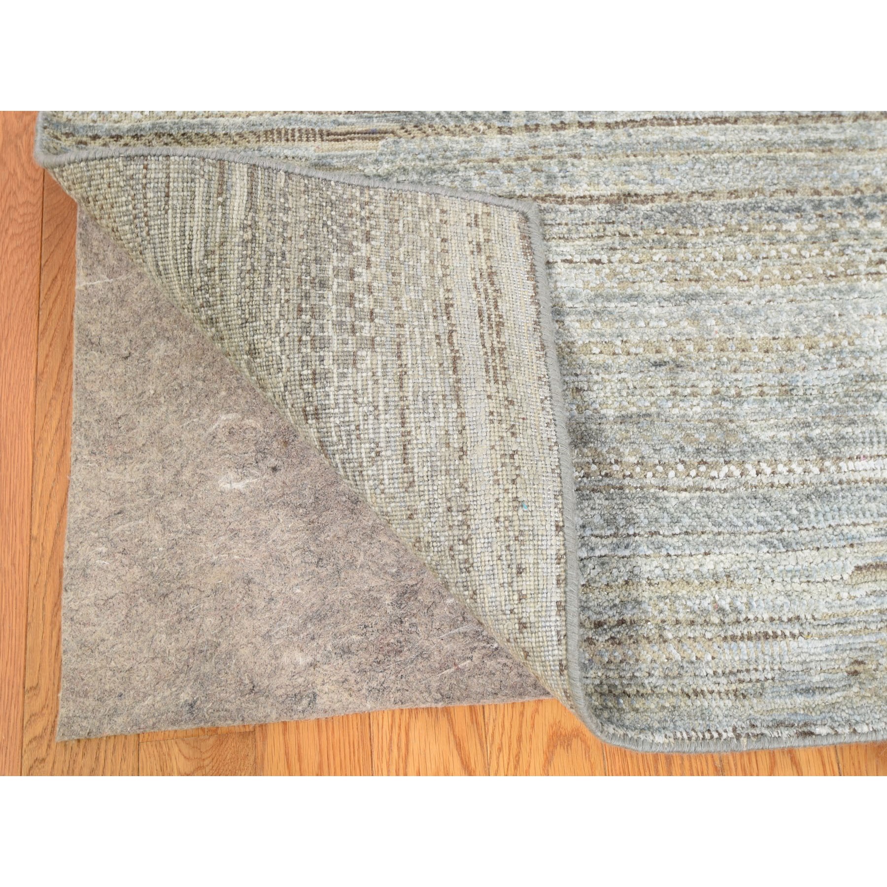 9'x12'2" Pure Silk With Textured Wool Grass Design Hand Woven Oriental Rug 