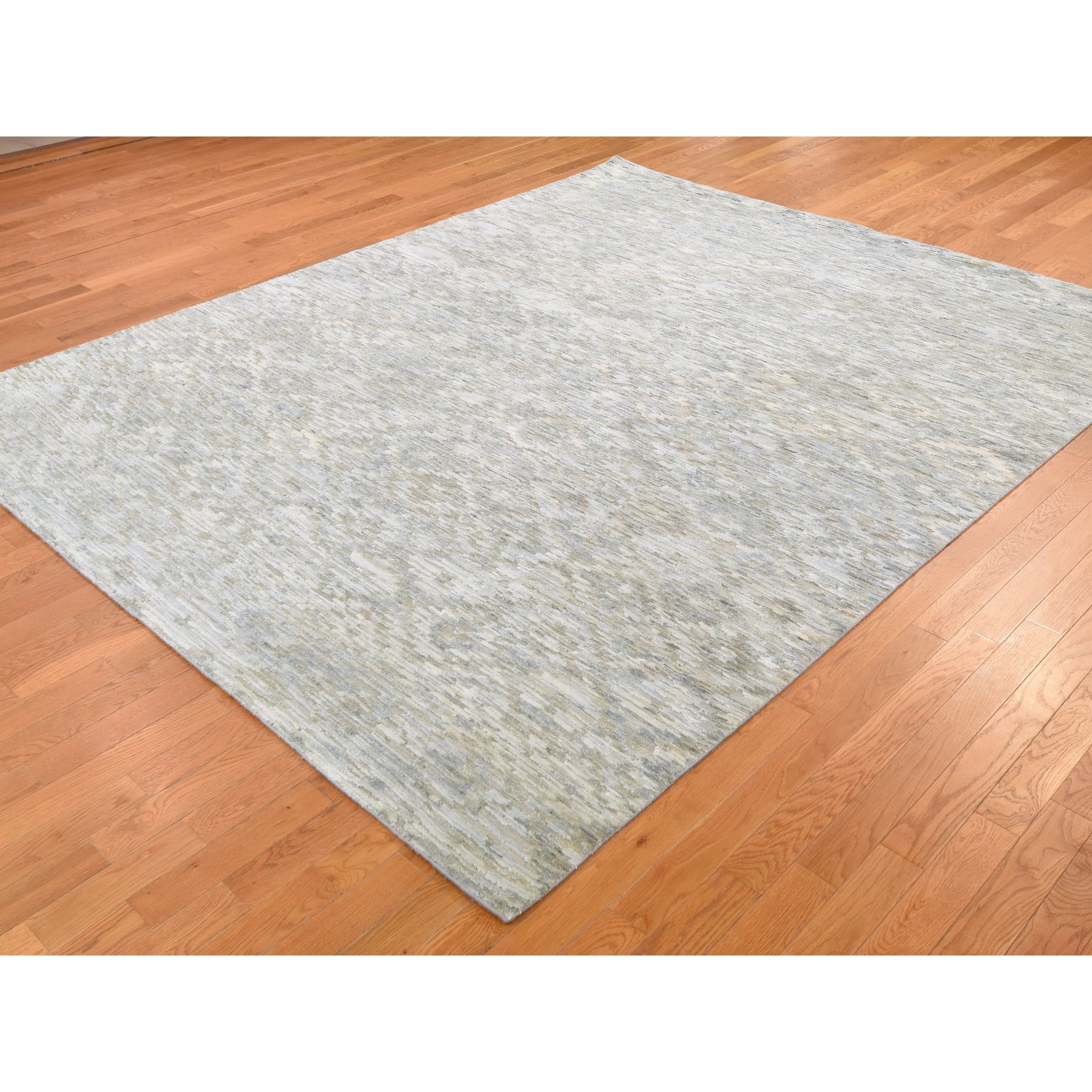 8'x10' THE PASTEL COLLECTION, Silk With Textured Wool Hand Woven Oriental Rug 