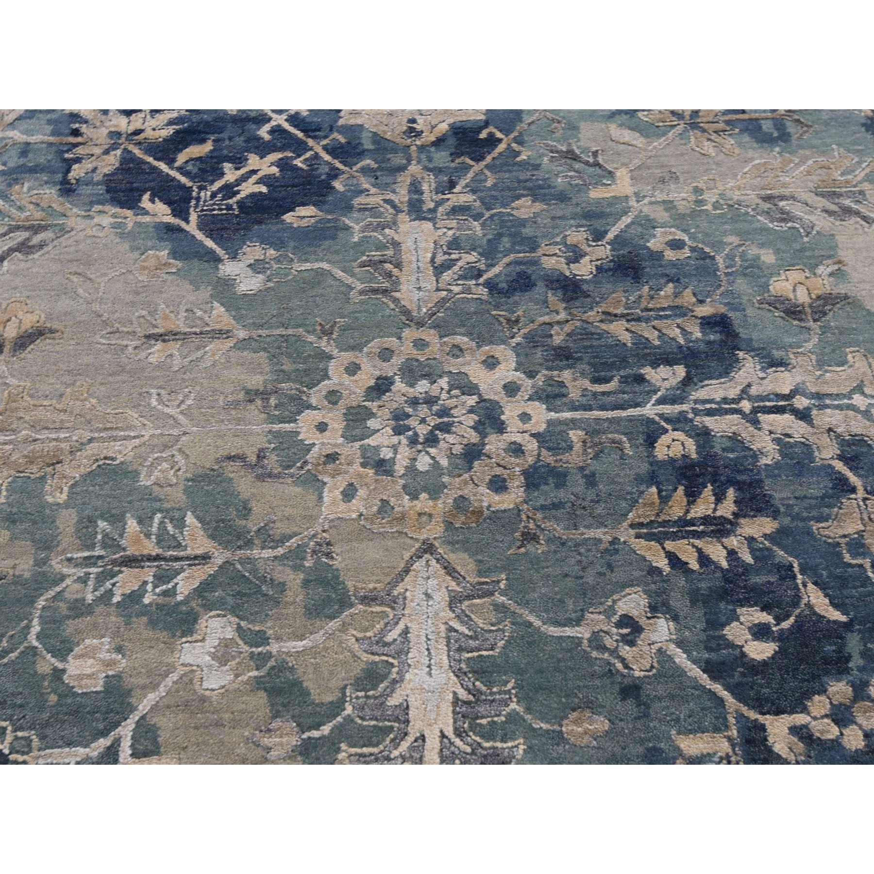 11'9"x14'9" Oversized Broken Persian Heriz All Over Design Wool And Silk Hand Woven Oriental Rug 