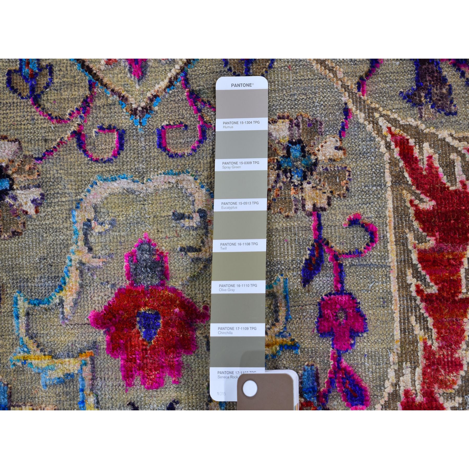 8'x10' Sapphire Blue Sari Silk and Textured Wool Colorful Maharaja Design Hand Woven Oriental Rug 