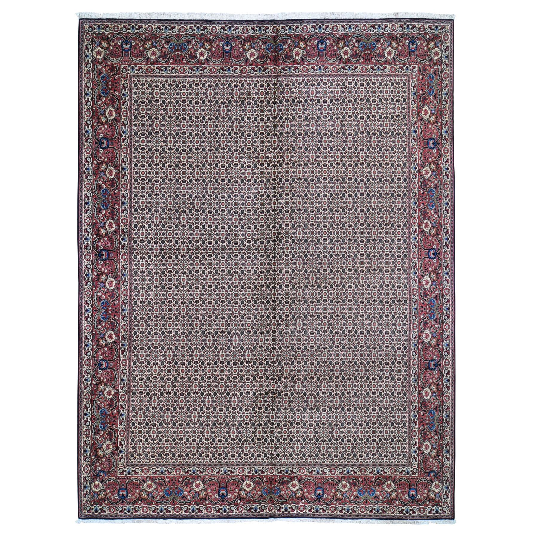 10'x12'9" New Persian Bijar Fish Design 400 KPSI Wool And Silk Hand Woven Oriental Rug 