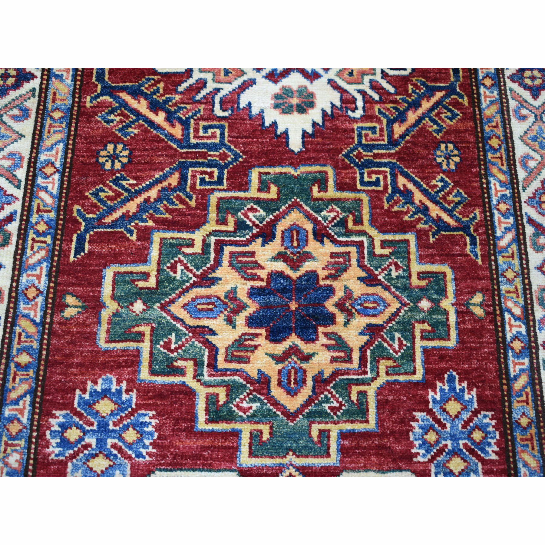 2'10"x20'1" Super Kazak Red Geometric Design Pure Wool Hand Woven XL Runner Oriental Rug 