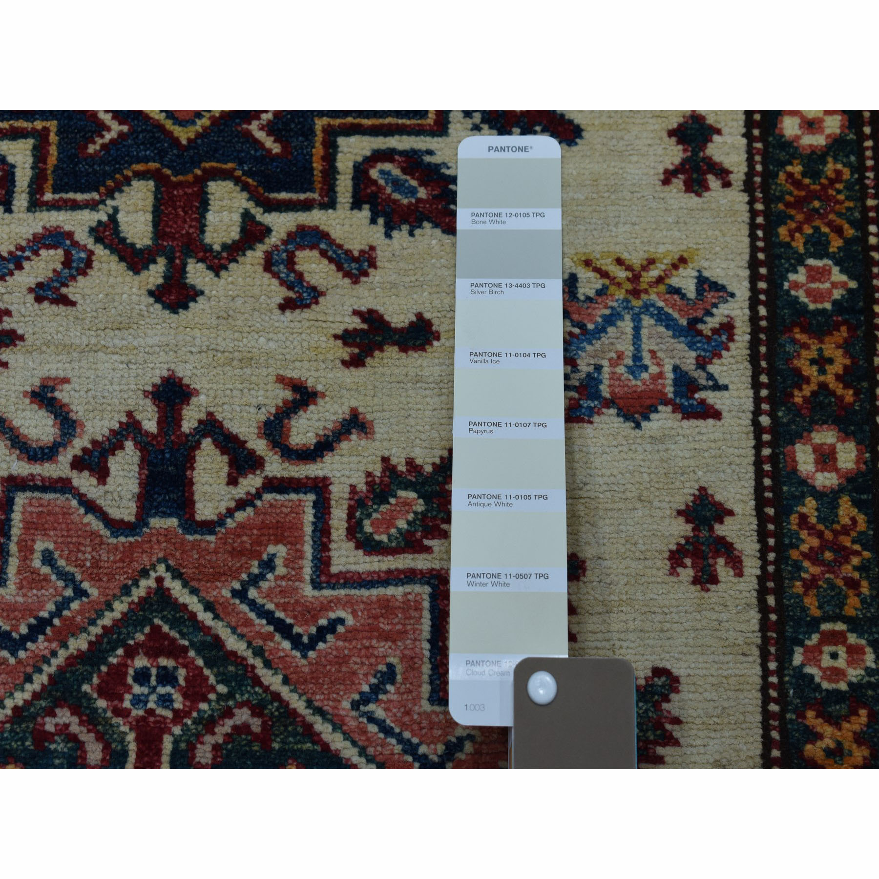 2'9"x19'1" Ivory Super Kazak Geometric Design Hand Woven XL Runner Oriental Rug 