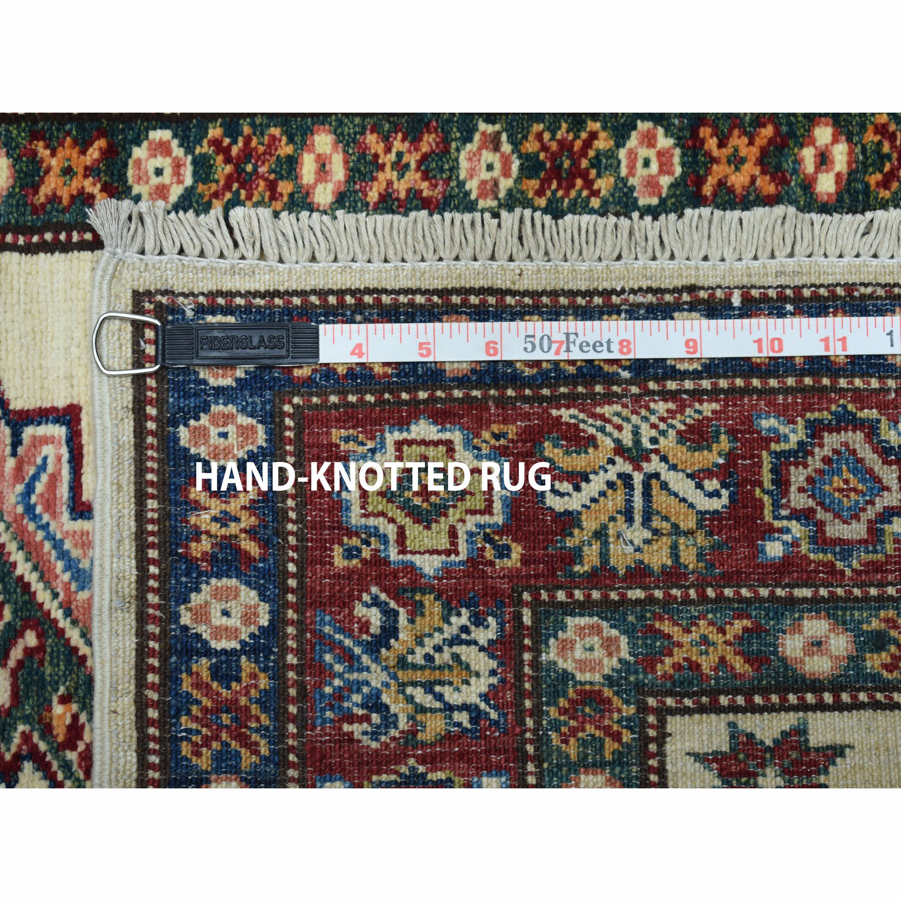 2'9"x19'1" Ivory Super Kazak Geometric Design Hand Woven XL Runner Oriental Rug 