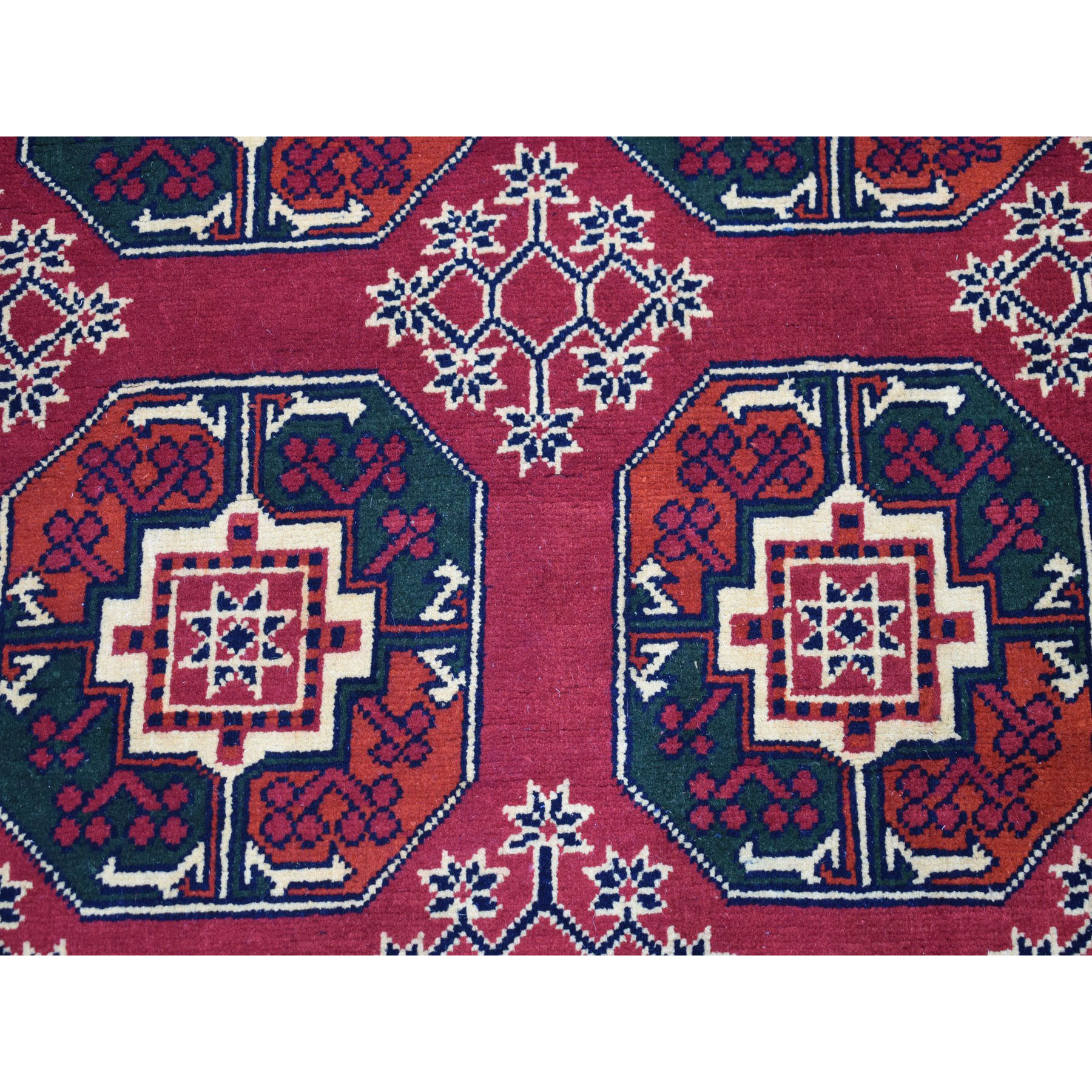 3'3"x5'3" Vintage Red Elephant Feet Design Afghan Andkhoy Pure Wool Hand Woven Oriental Rug 