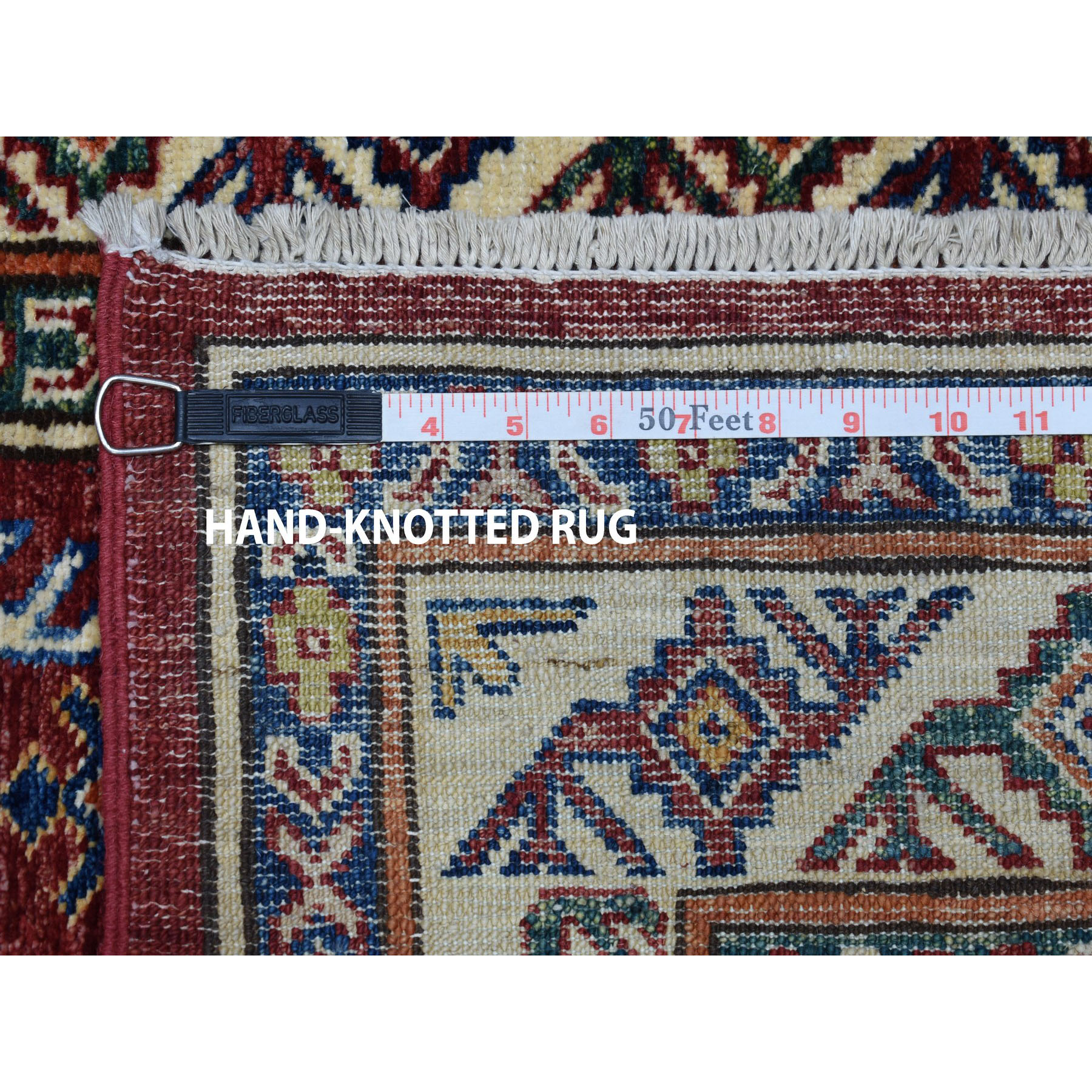 3'4"x19' Red Super Kazak Geometric Design Pure Wool XL Runner Hand Woven Oriental Rug 