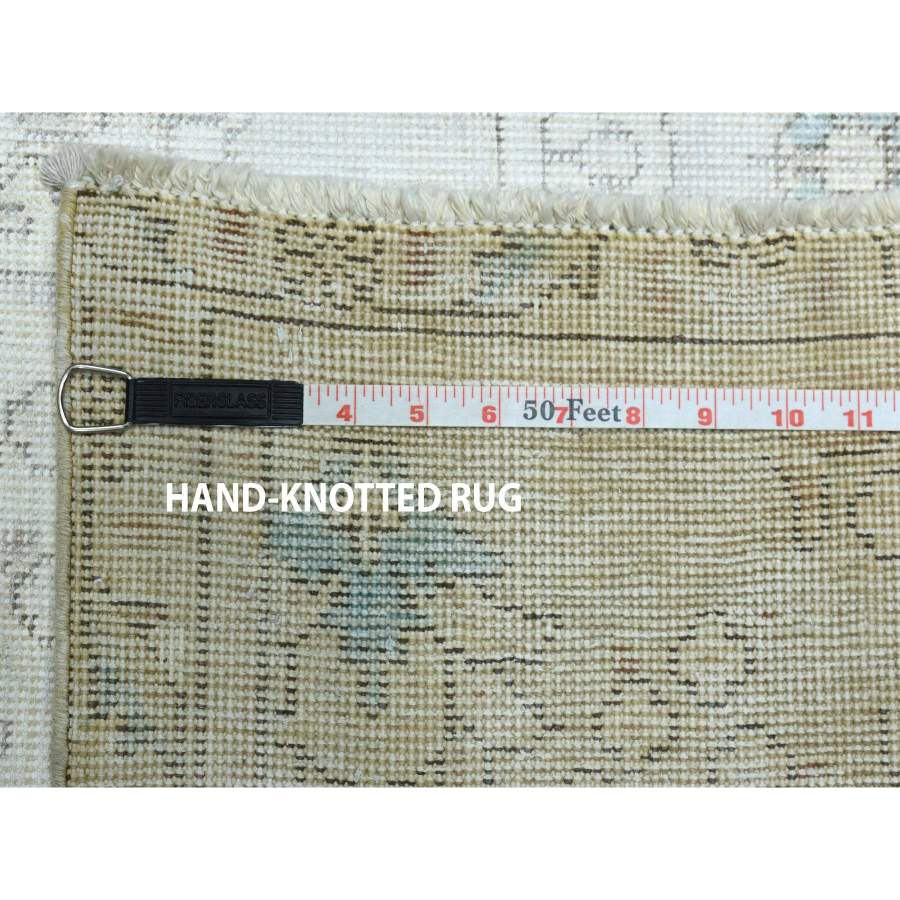 6'3"x9'5" Vintage White Wash Tabriz Worn Wool Hand Woven Oriental Rug 