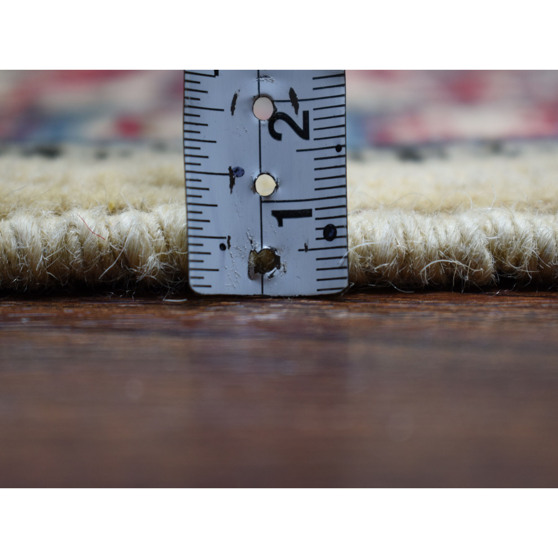 4'2"x6' Ivory Geometric Design Kazak Pure Wool Hand Woven Oriental Rug 