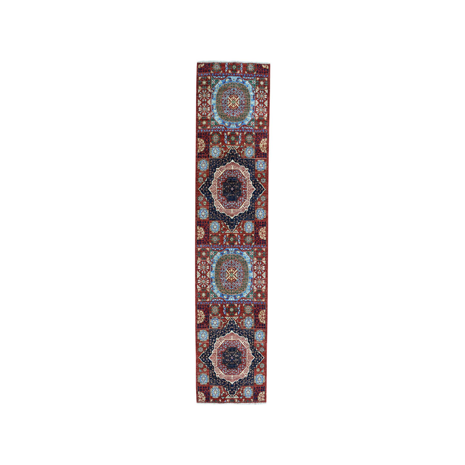 2'7"x9'10" Colorful Peshawar Mamluk Design Pure Wool Runner Hand Woven Oriental Rug 