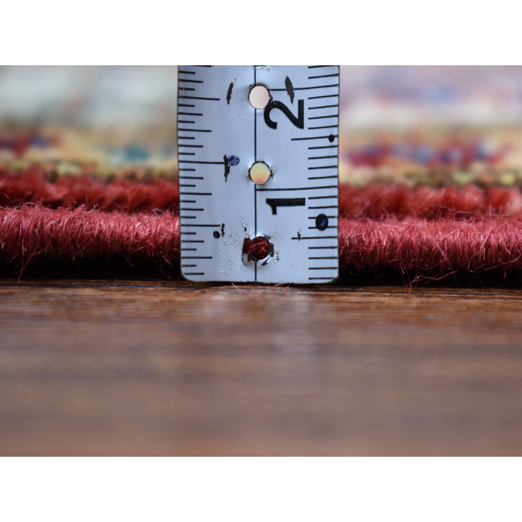 2'x3' Red Super Kazak Pure Wool Geometric Design Hand Woven Oriental Rug 