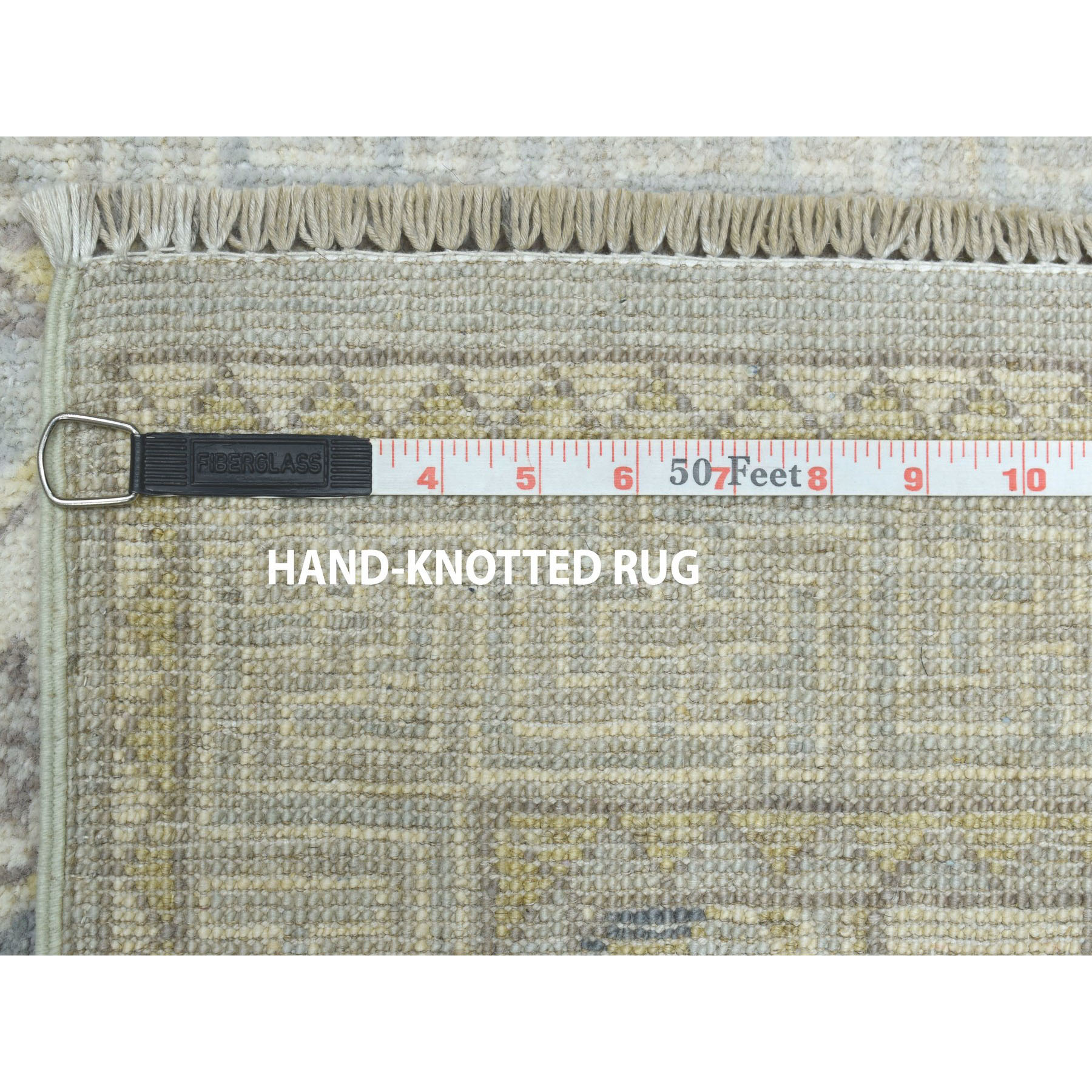 2'9"x9'2" White Wash Peshawar Pure Wool Hand Woven Runner Oriental Rug 