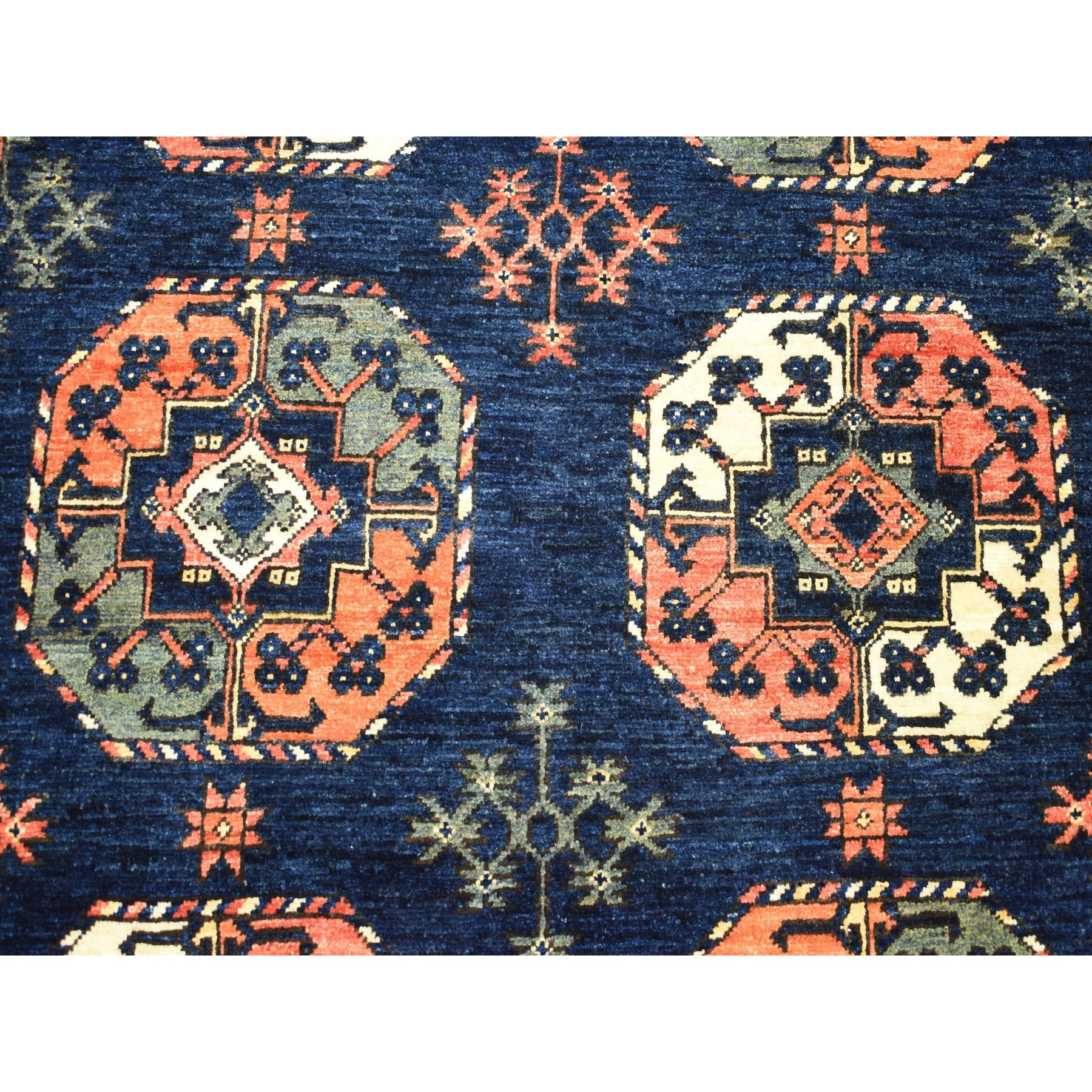 5'x6'3" Afghan Ersari Elephant Feet Design Pure Wool Hand Woven Oriental Rug 