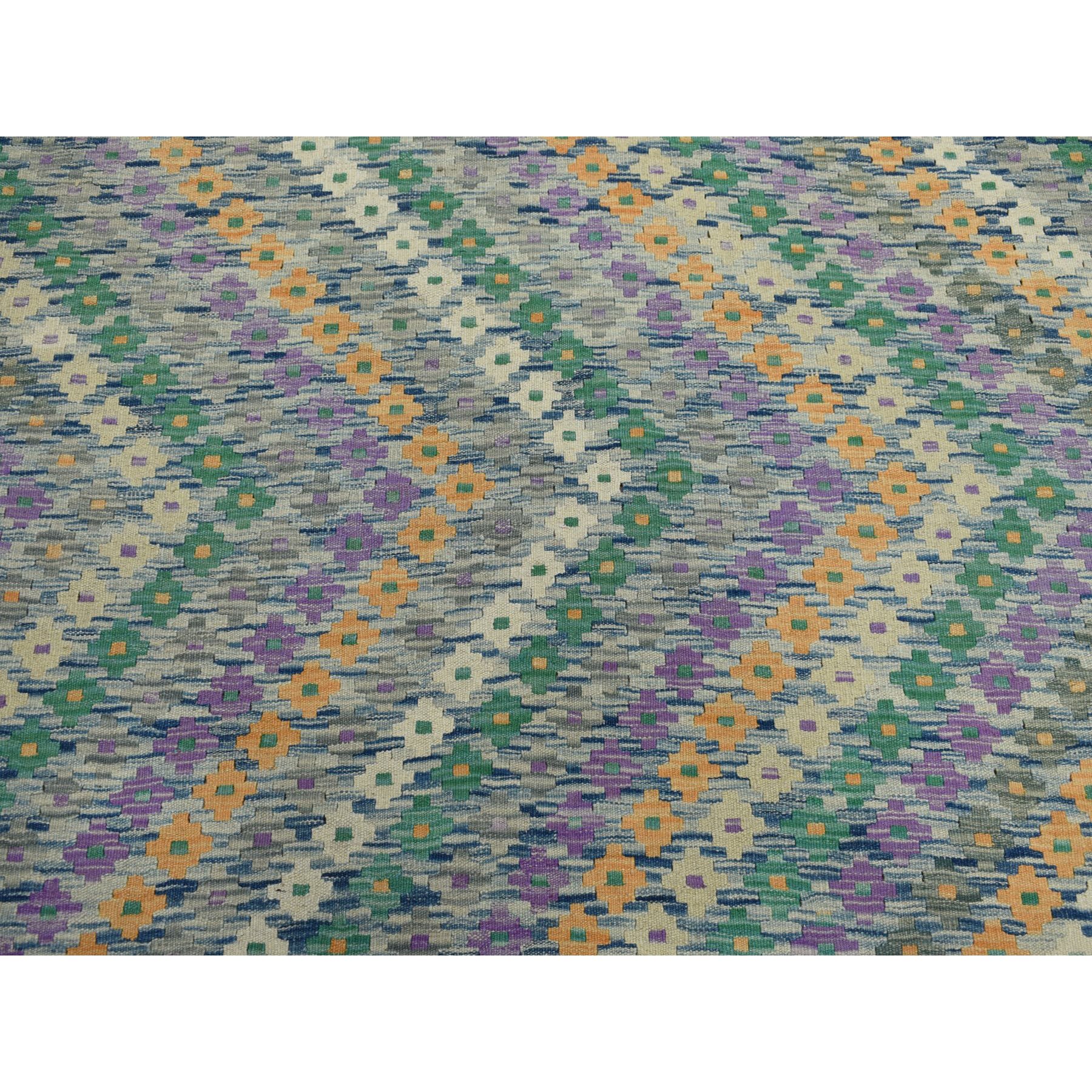 9'x12'2" Colorful Afghan Kilim Pure Wool Hand Woven Oriental Rug 